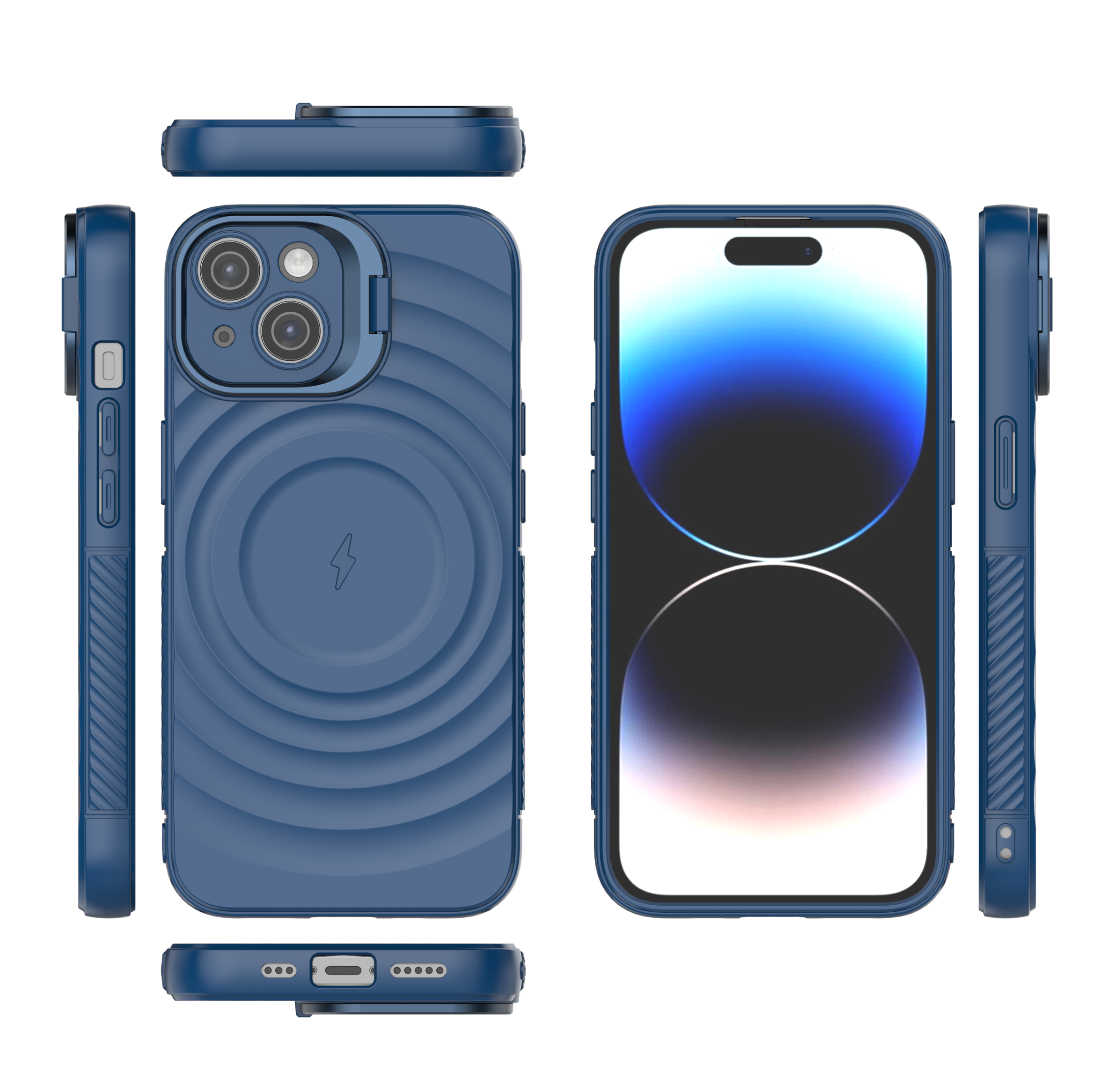 Comet Blue - TitanShield Wave Silicone Magsafe Back Case for iPhone 14