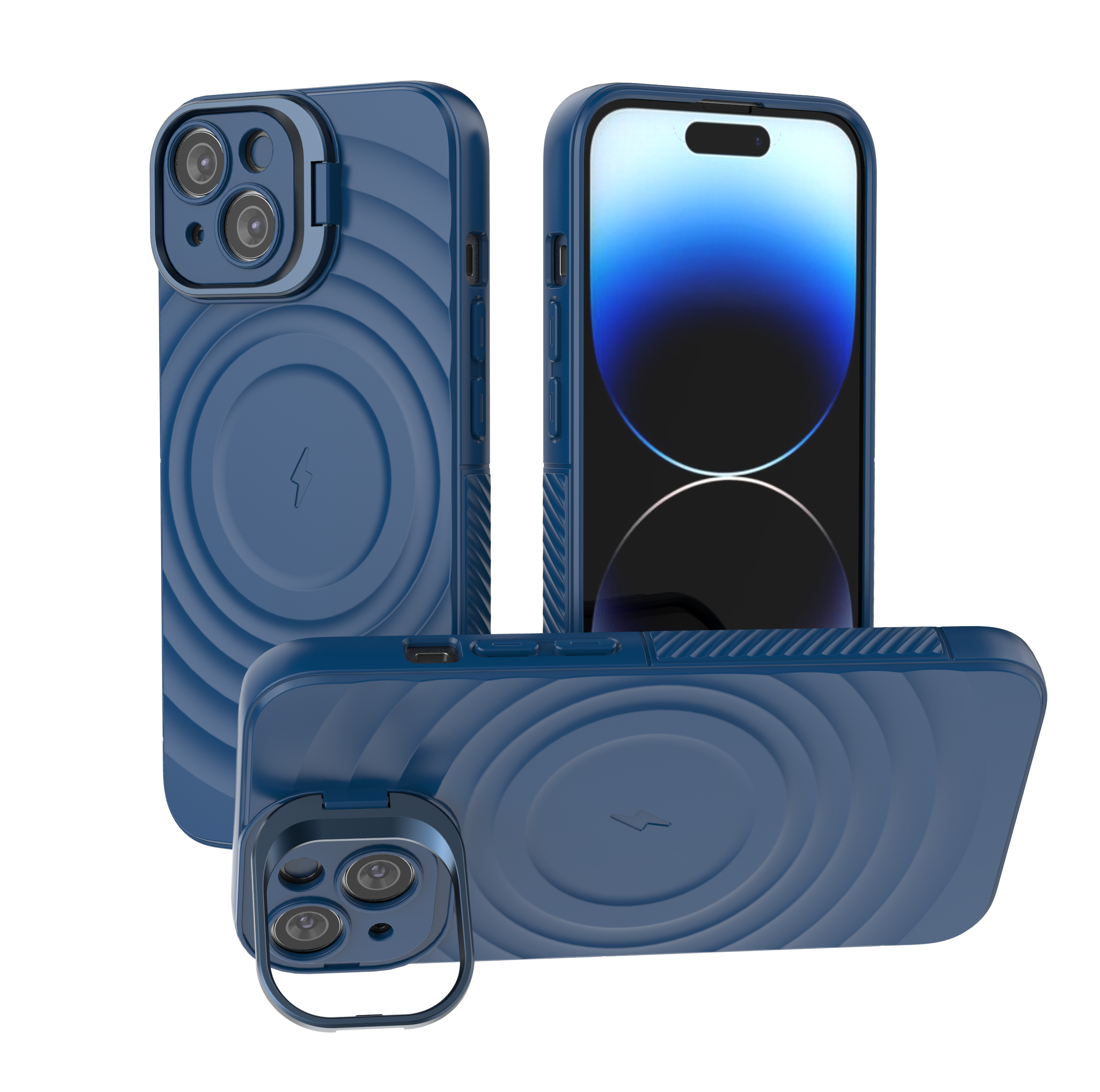 Comet Blue - TitanShield Wave Silicone Magsafe Back Case for iPhone 14
