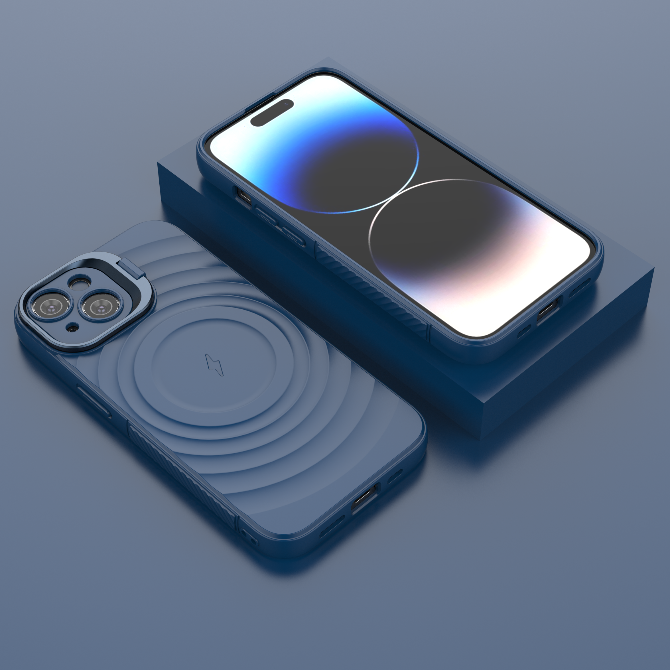 Comet Blue - TitanShield Wave Silicone Magsafe Back Case for iPhone 14