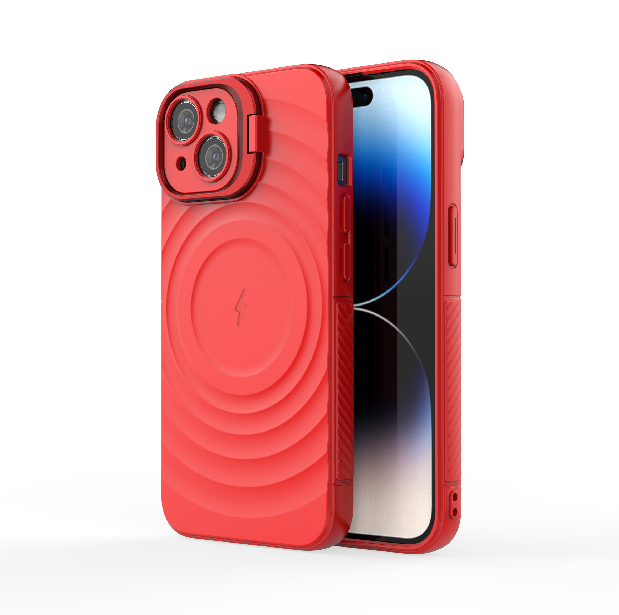 Crimson Red - TitanShield Wave Silicone Magsafe Back Case for iPhone 14