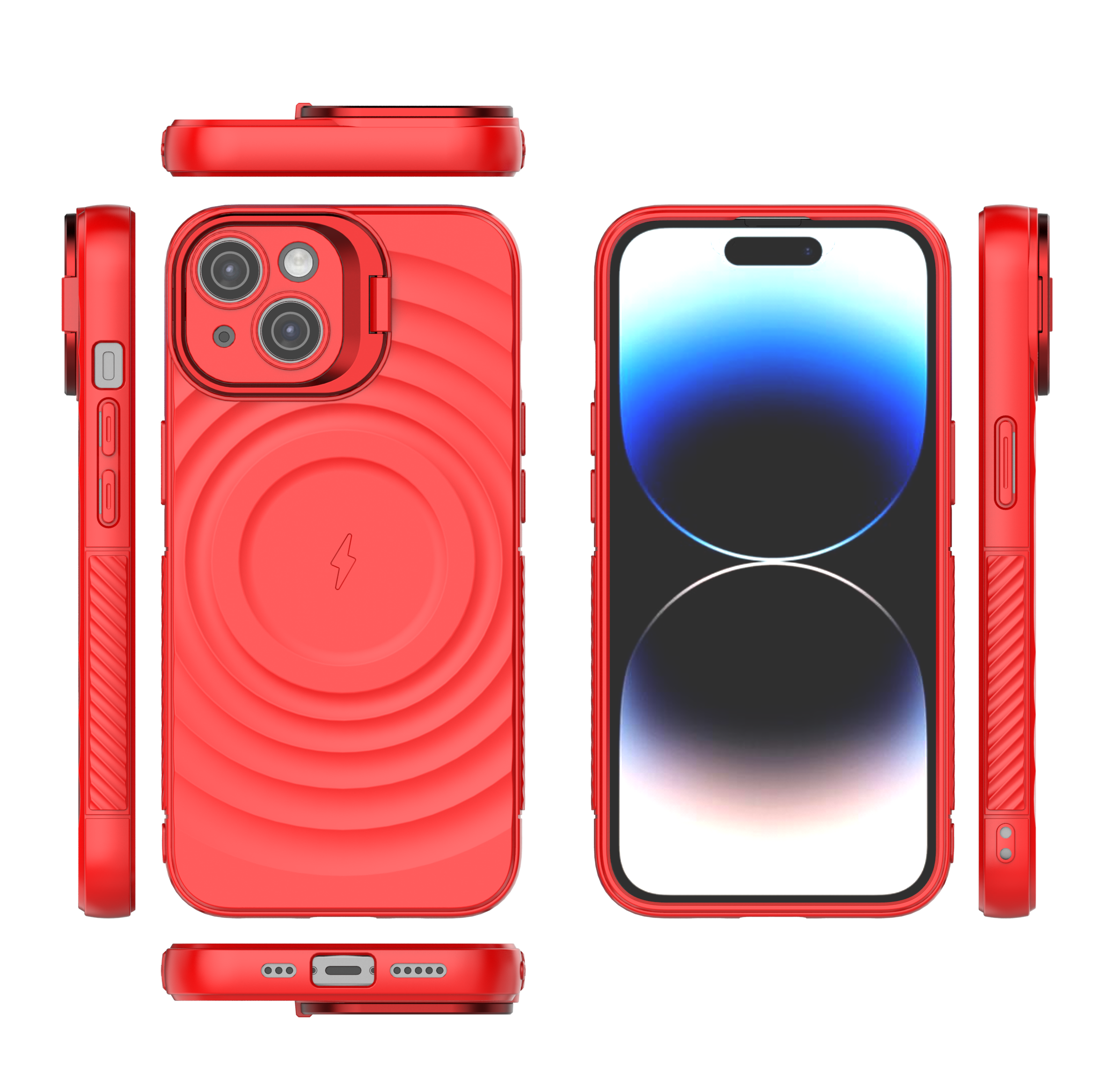 Crimson Red - TitanShield Wave Silicone Magsafe Back Case for iPhone 14