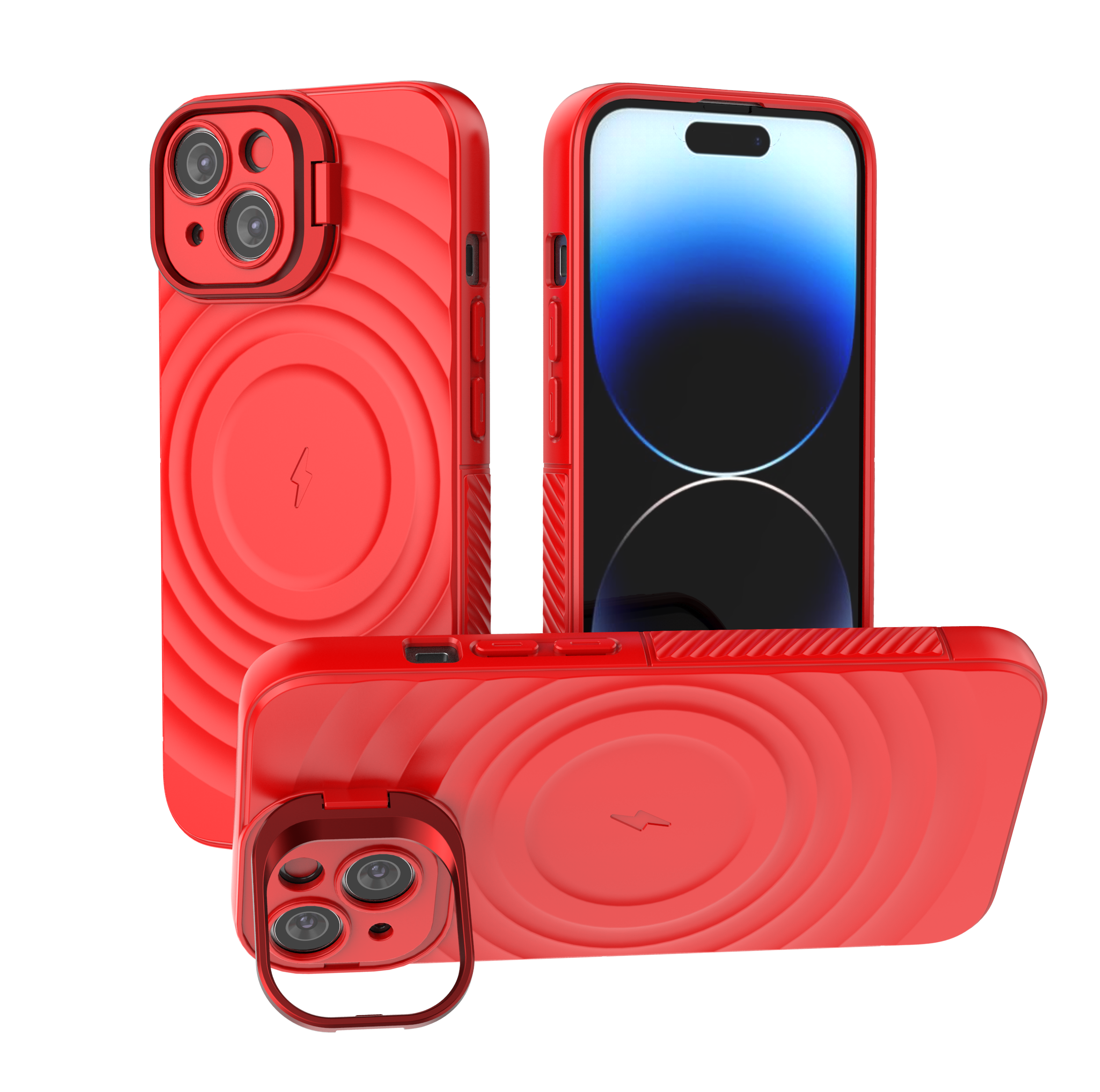 Crimson Red - TitanShield Wave Silicone Magsafe Back Case for iPhone 14