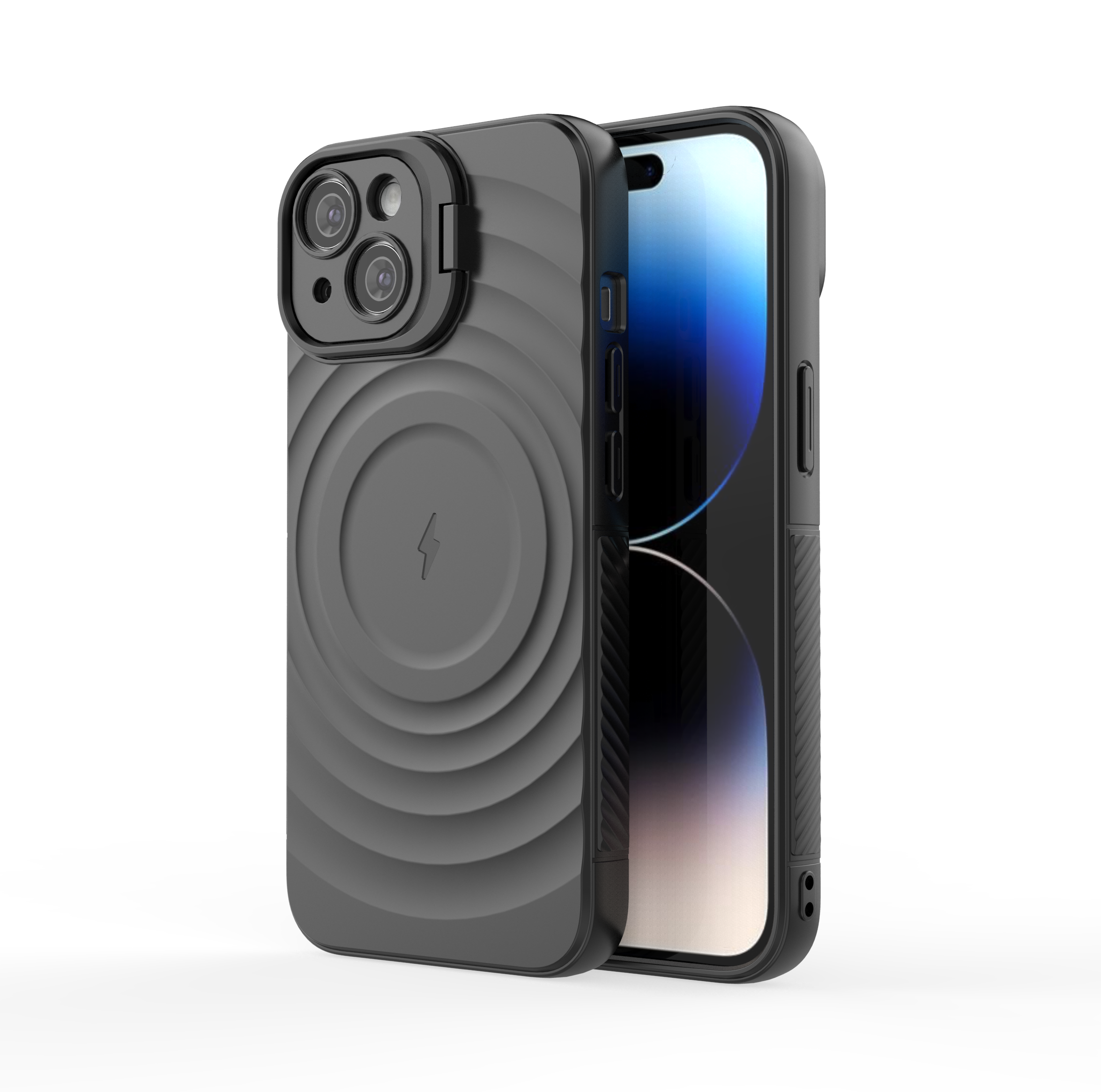 Matte Black - TitanShield Wave Silicone Magsafe Back Case for iPhone 14