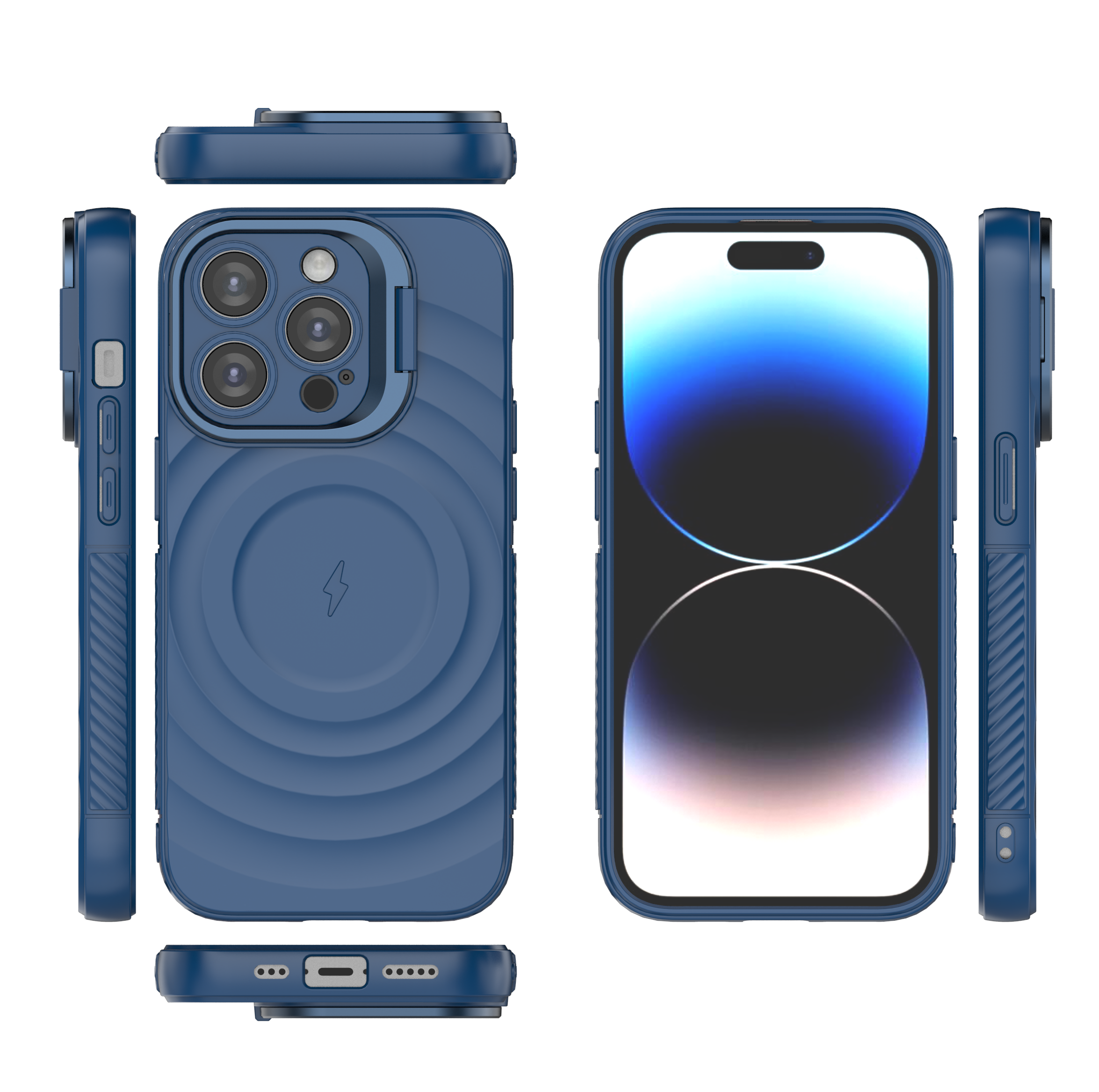 Comet Blue - TitanShield Wave Silicone Magsafe Back Case for iPhone 14 Pro