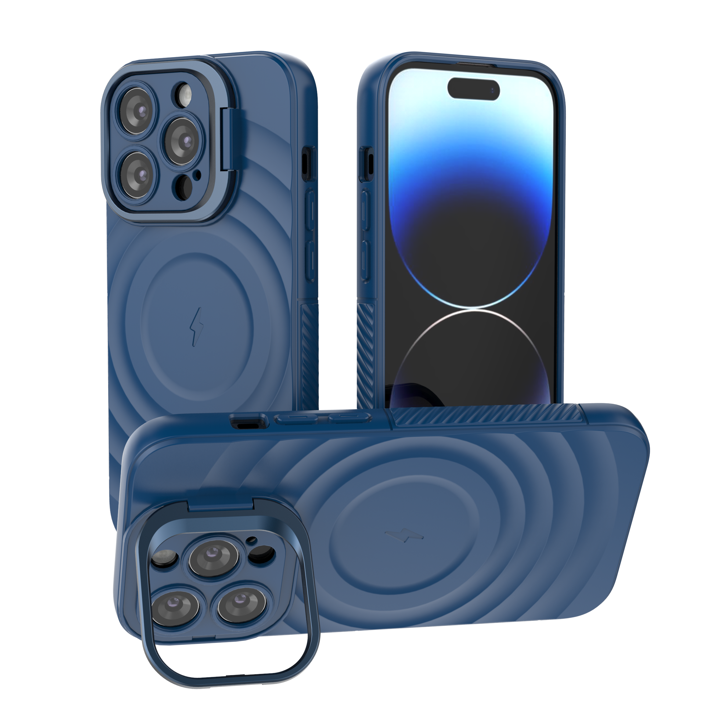 Comet Blue - TitanShield Wave Silicone Magsafe Back Case for iPhone 14 Pro