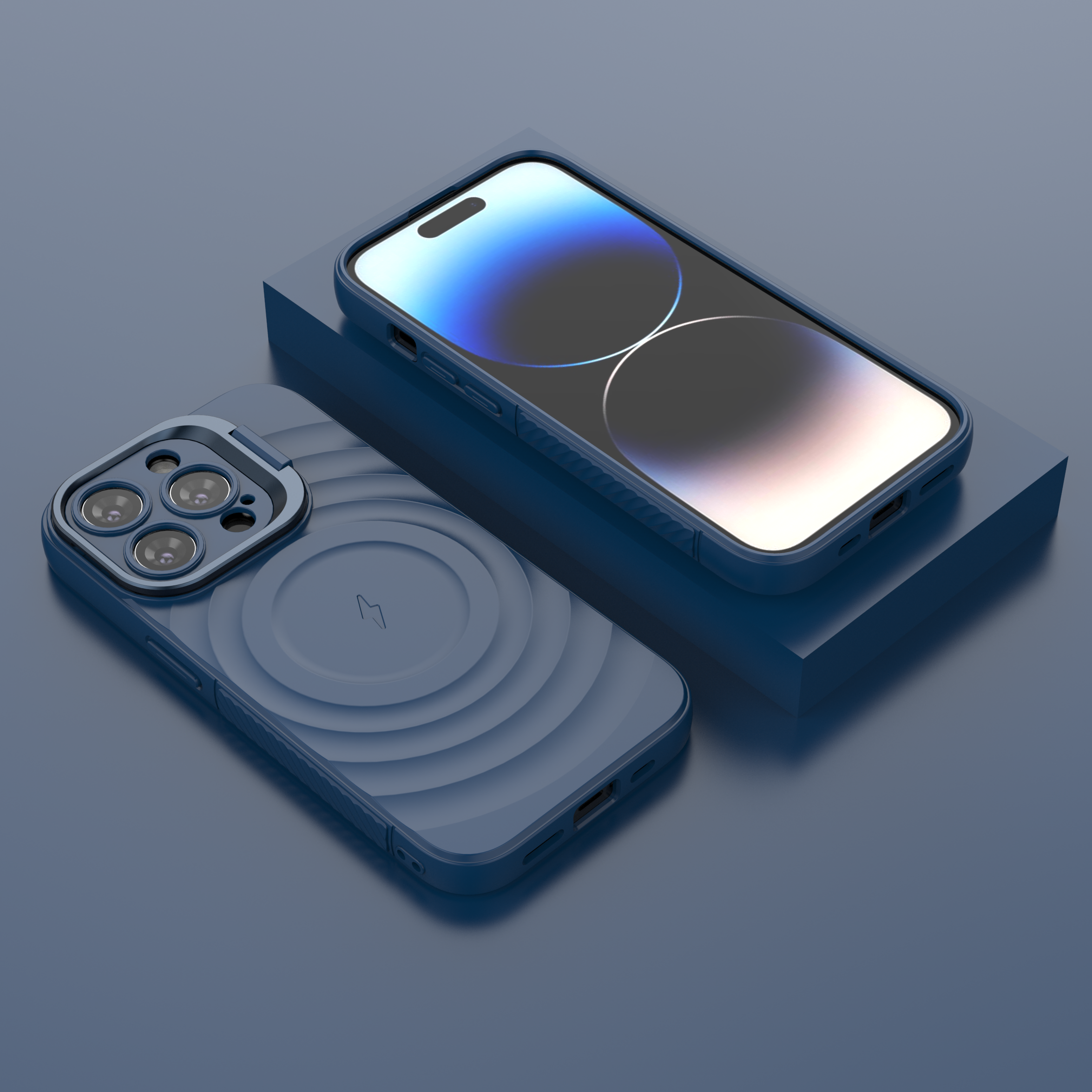 Comet Blue - TitanShield Wave Silicone Magsafe Back Case for iPhone 14 Pro