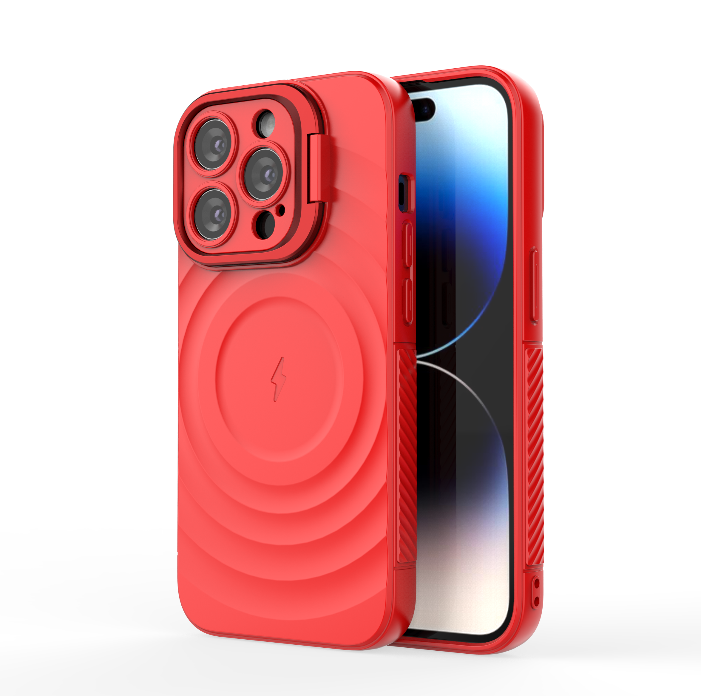Crimson Red - TitanShield Wave Silicone Magsafe Back Case for iPhone 14 Pro