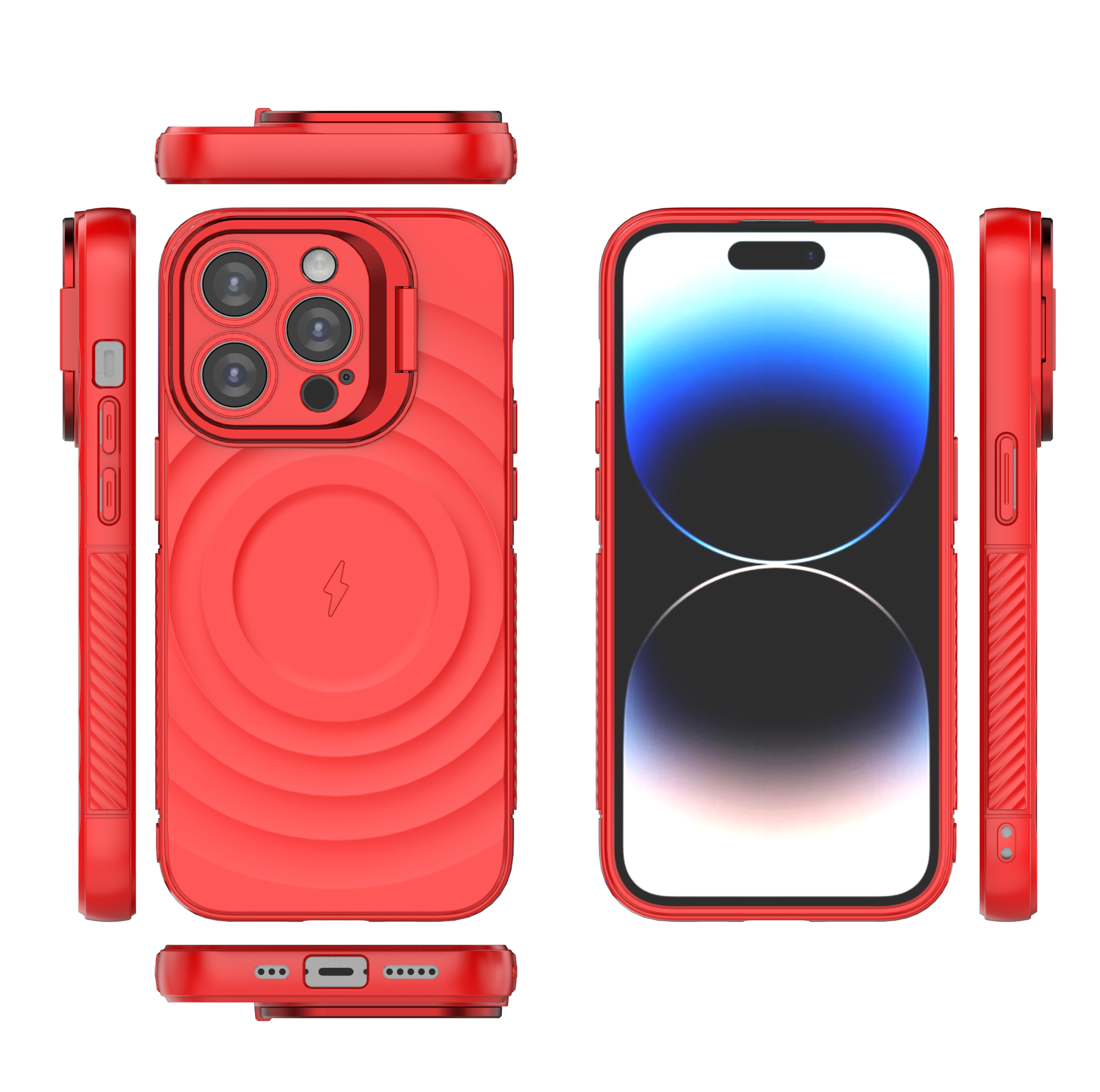 Crimson Red - TitanShield Wave Silicone Magsafe Back Case for iPhone 14 Pro