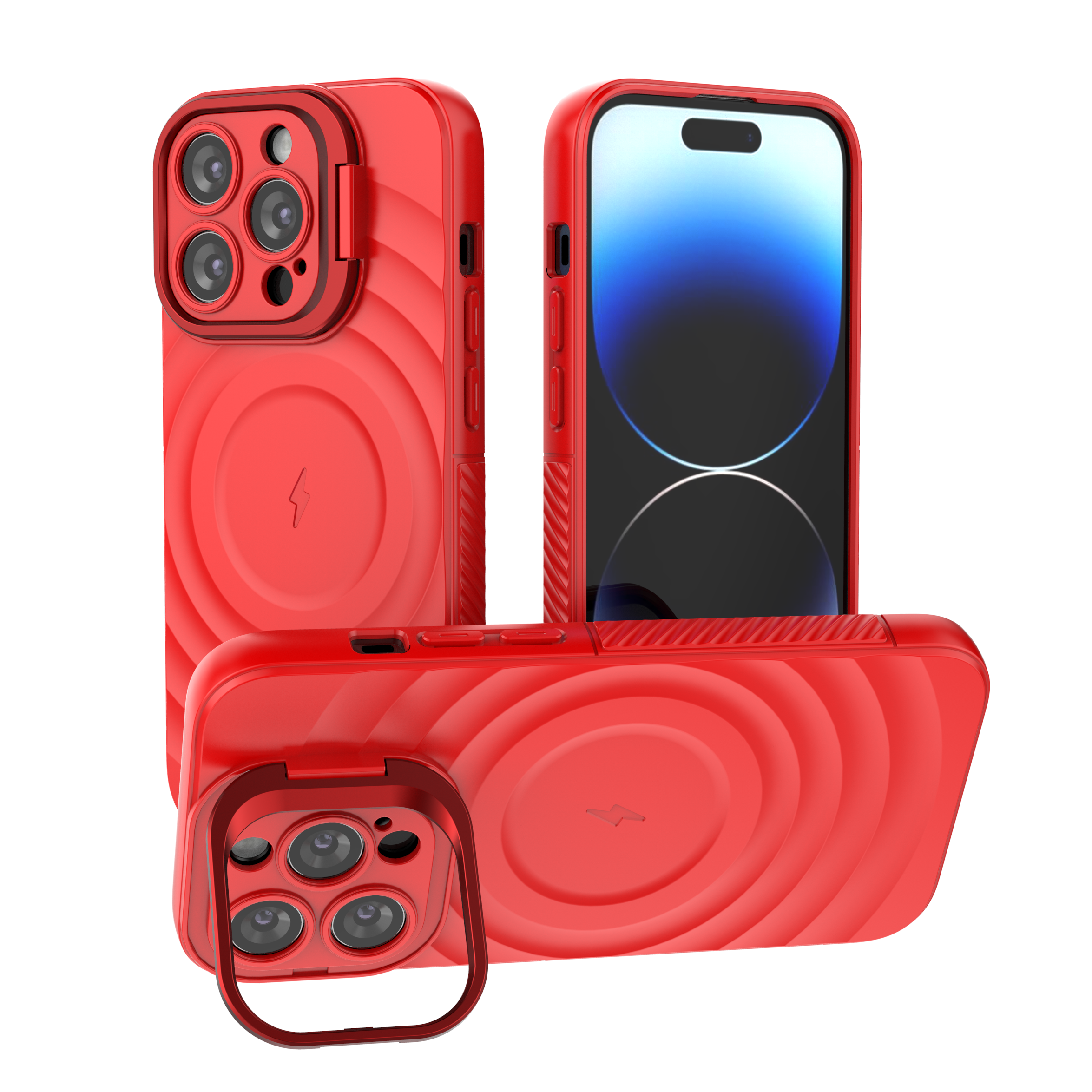 Crimson Red - TitanShield Wave Silicone Magsafe Back Case for iPhone 14 Pro