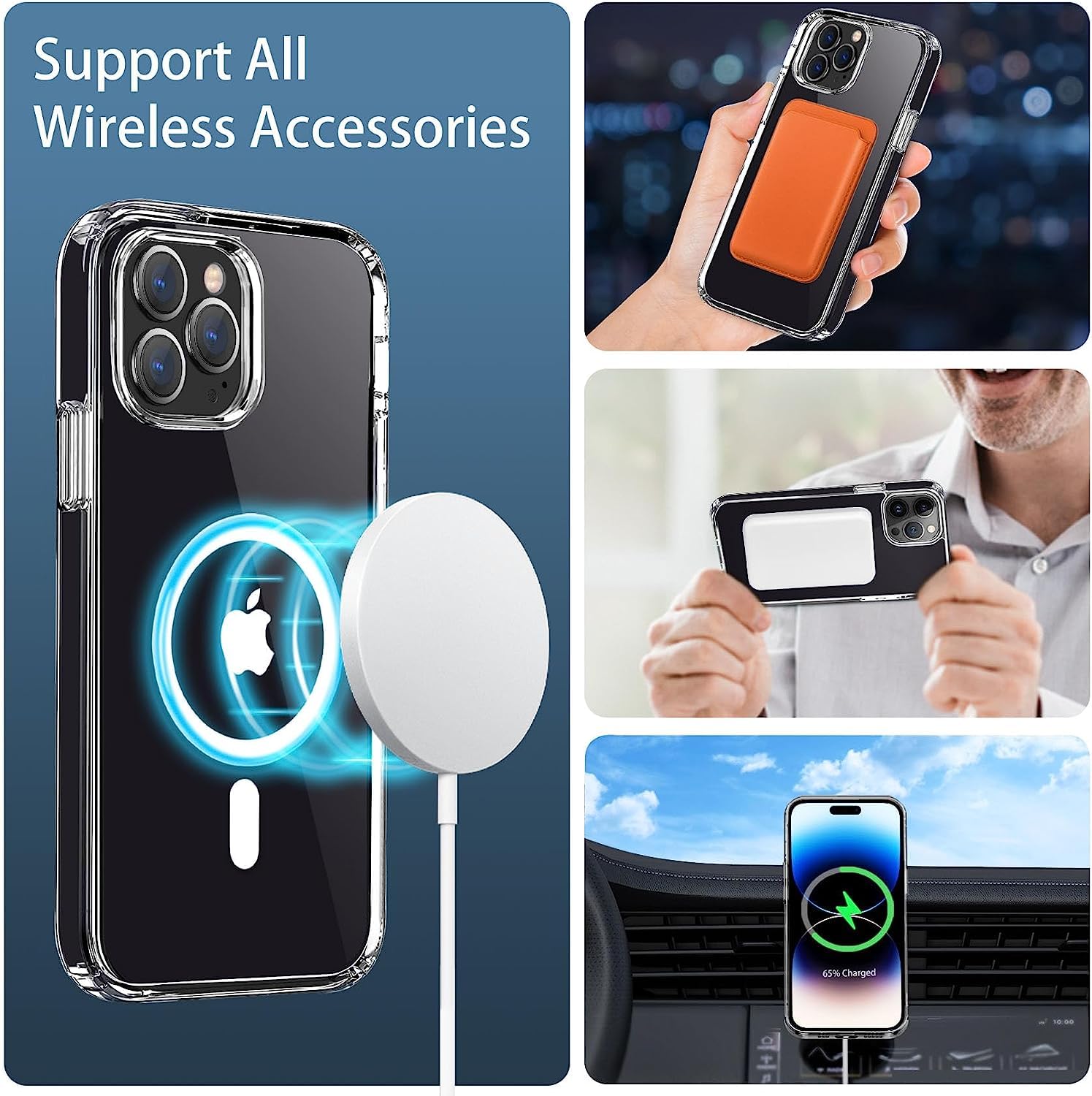 Crystal Clear Transparent Magsafe Back Case for iPhone 14 Pro