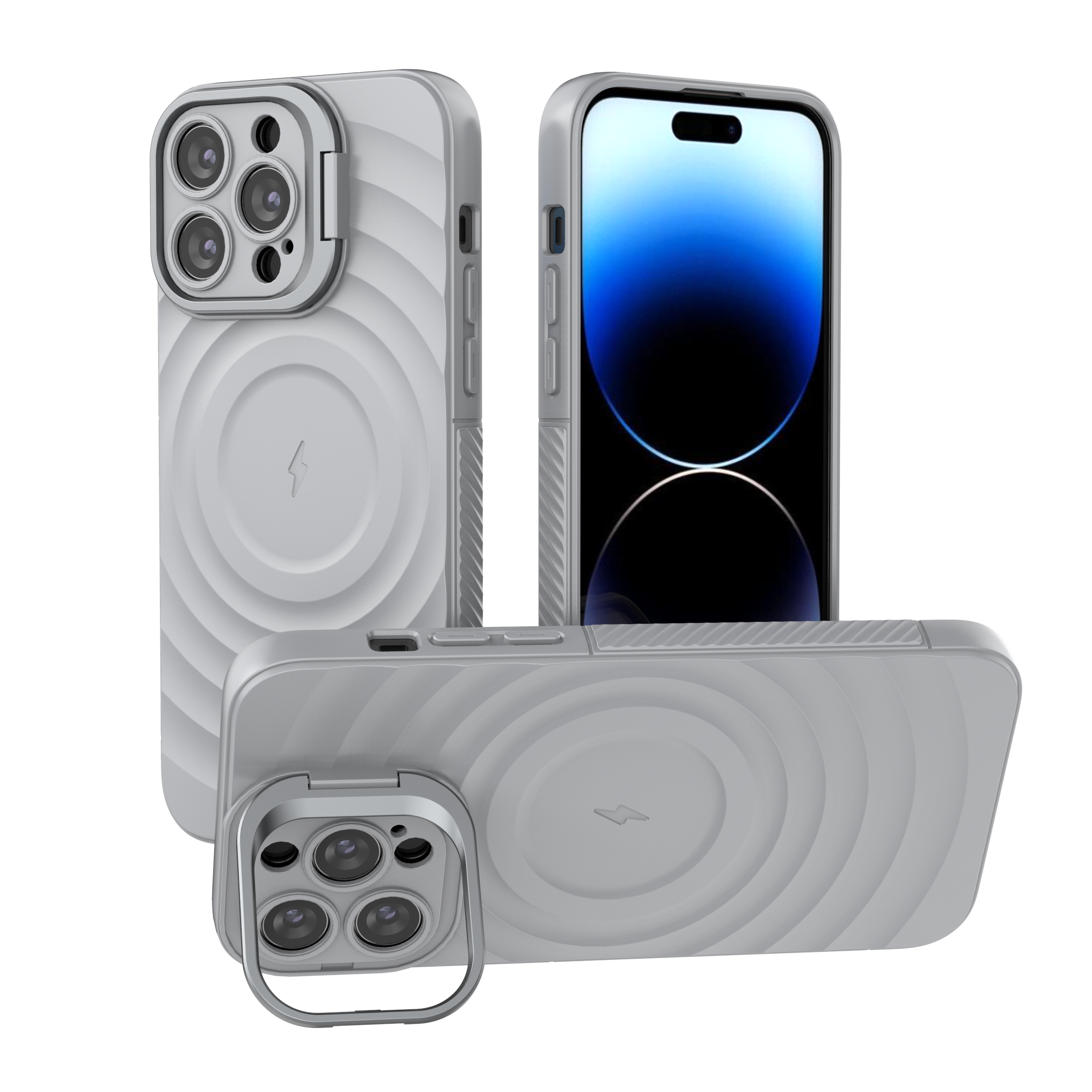 American Silver - TitanShield Wave Silicone Magsafe Back Case for iPhone 14 Pro Max