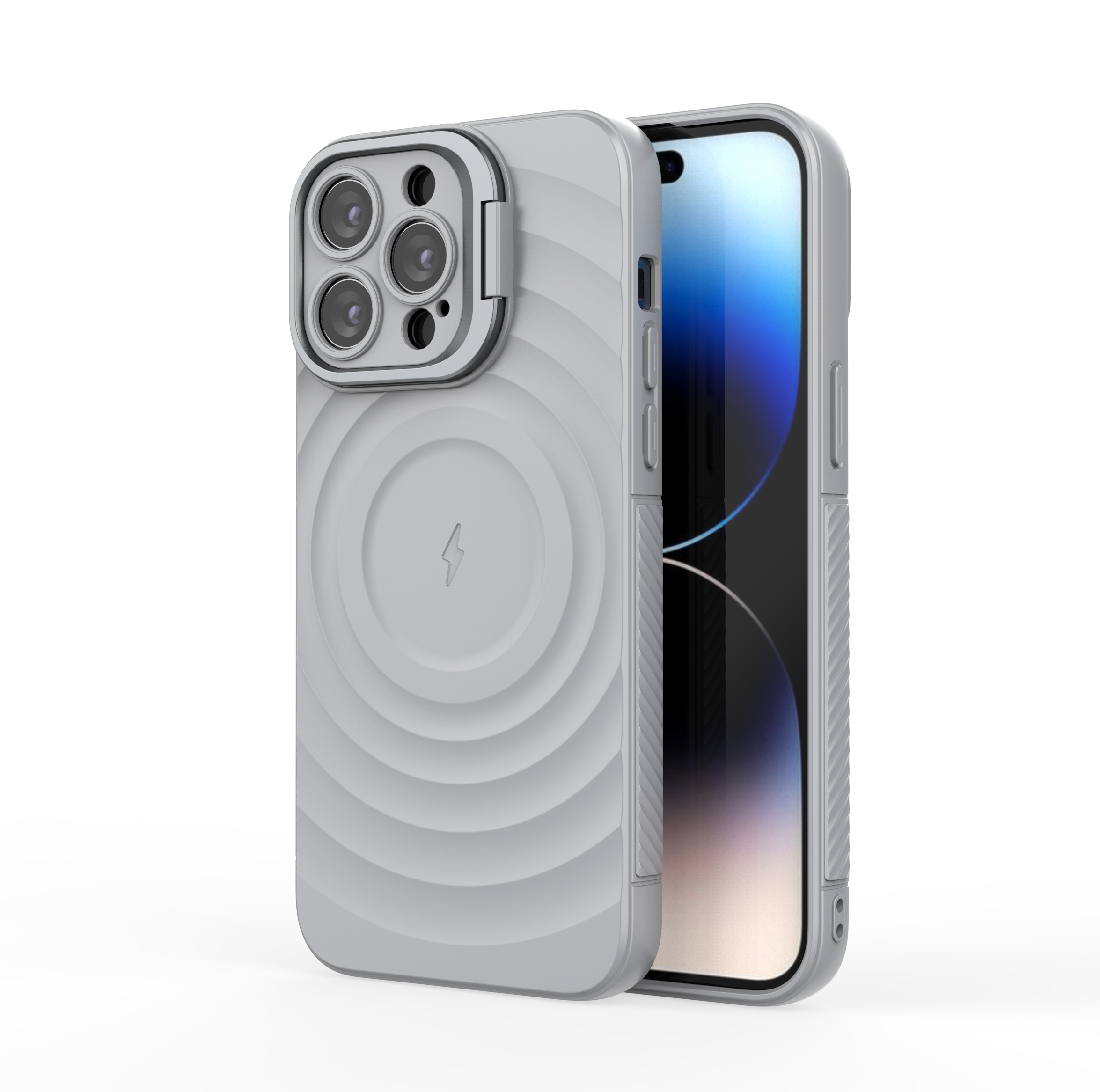 American Silver - TitanShield Wave Silicone Magsafe Back Case for iPhone 14 Pro Max