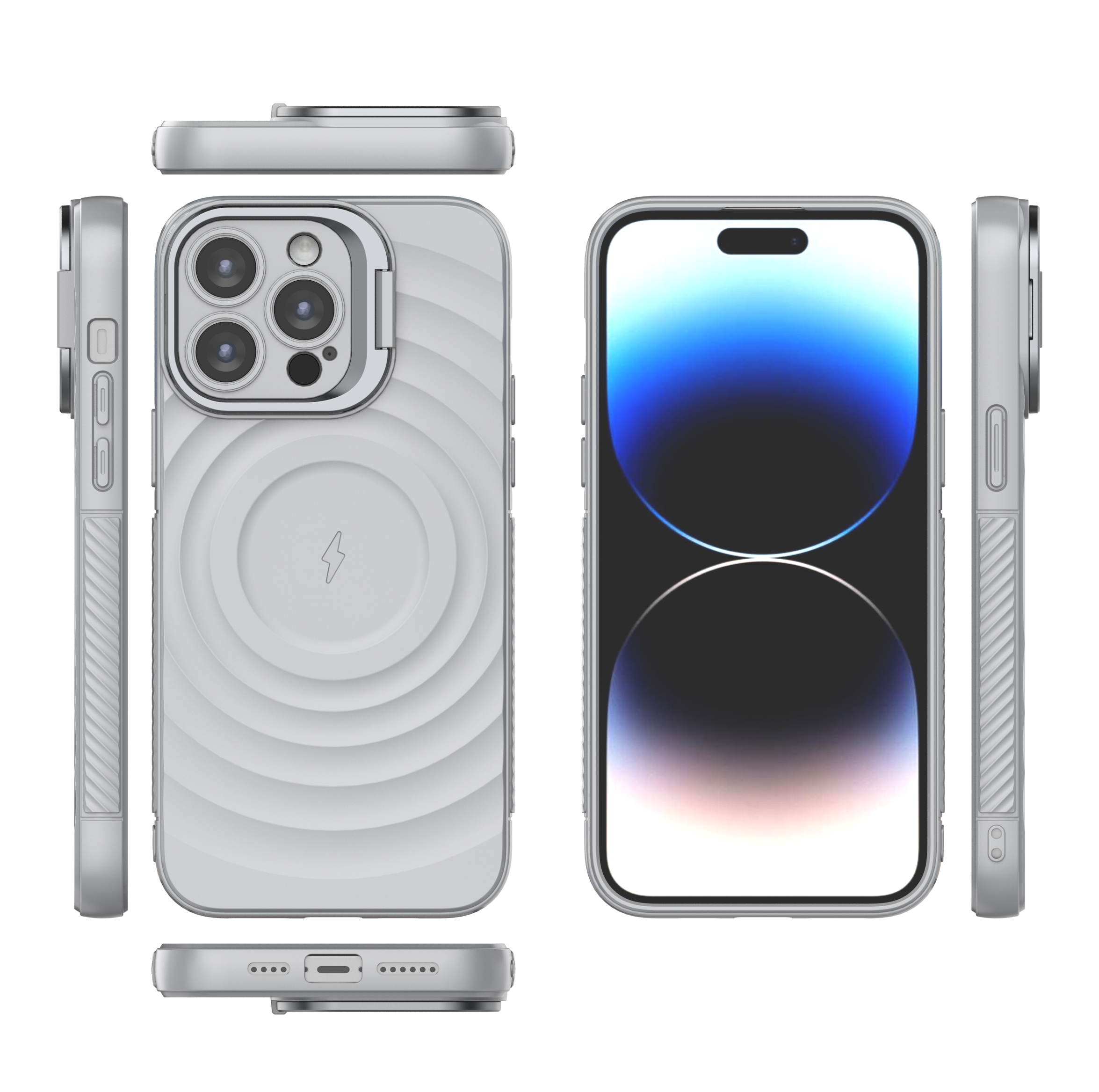 American Silver - TitanShield Wave Silicone Magsafe Back Case for iPhone 14 Pro Max