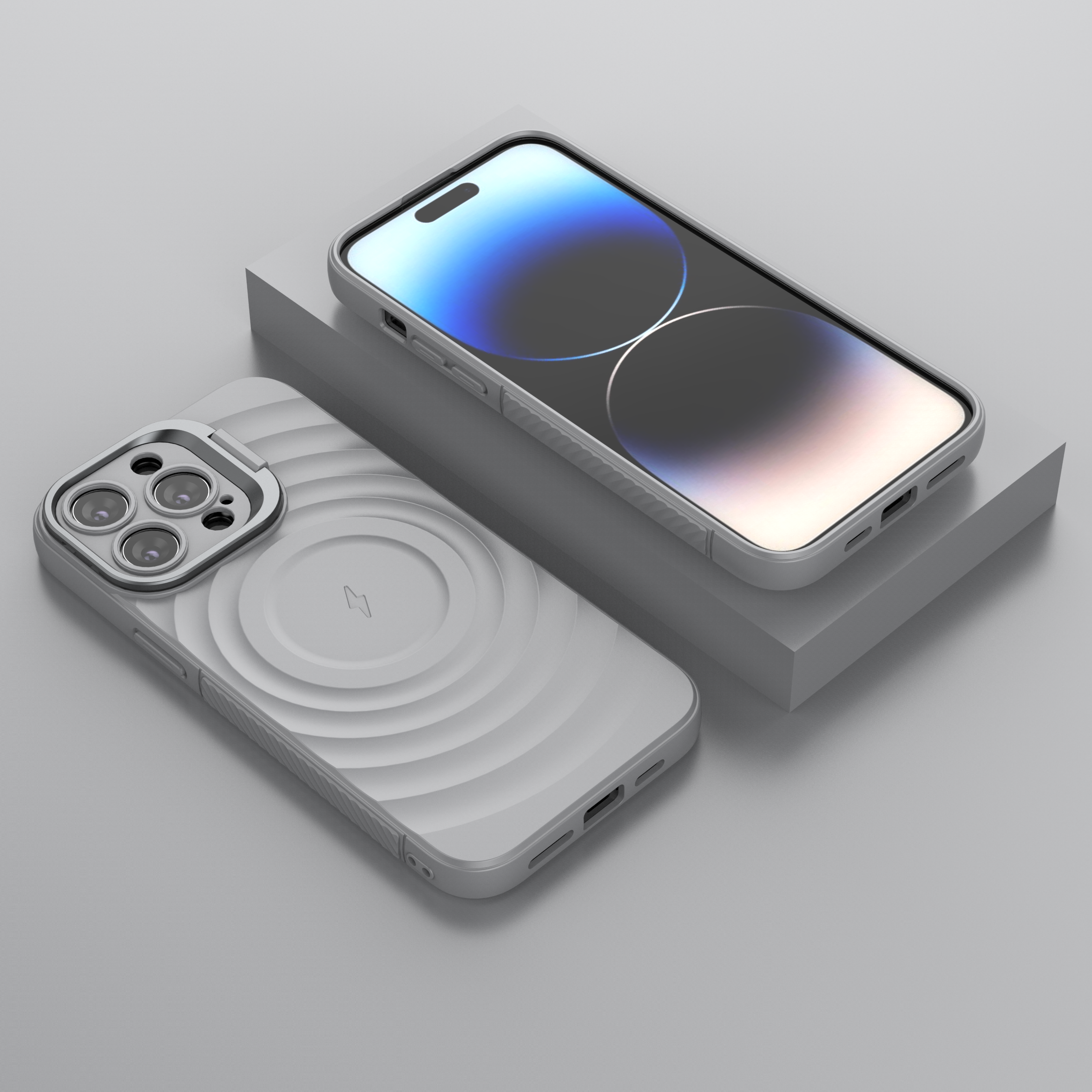 American Silver - TitanShield Wave Silicone Magsafe Back Case for iPhone 14 Pro Max
