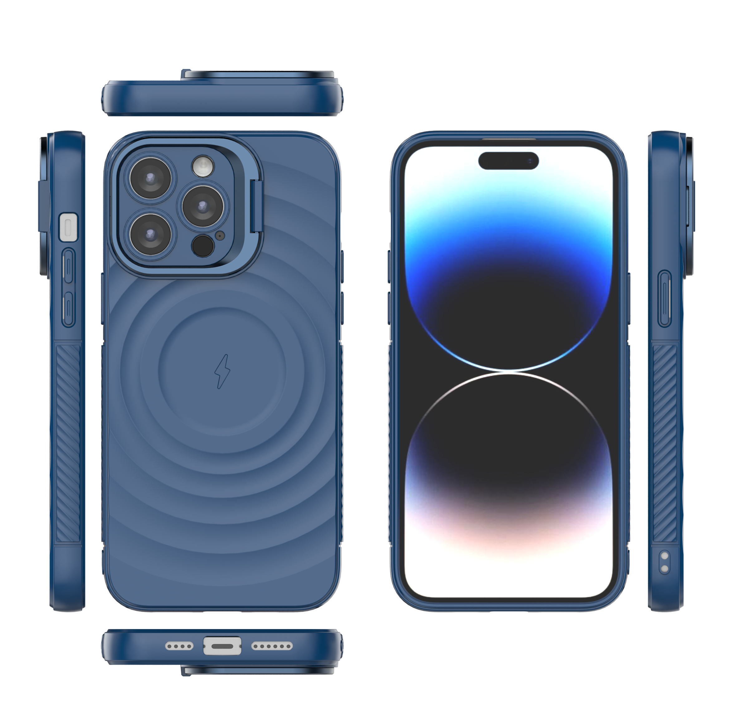 Comet Blue - TitanShield Wave Silicone Magsafe Back Case for iPhone 14 Pro Max