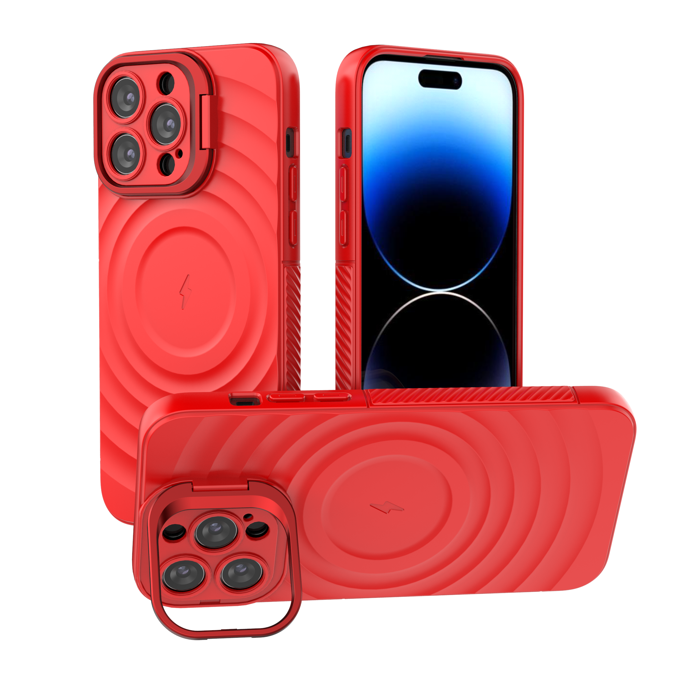 Crimson Red - TitanShield Wave Silicone Magsafe Back Case for iPhone 14 Pro Max