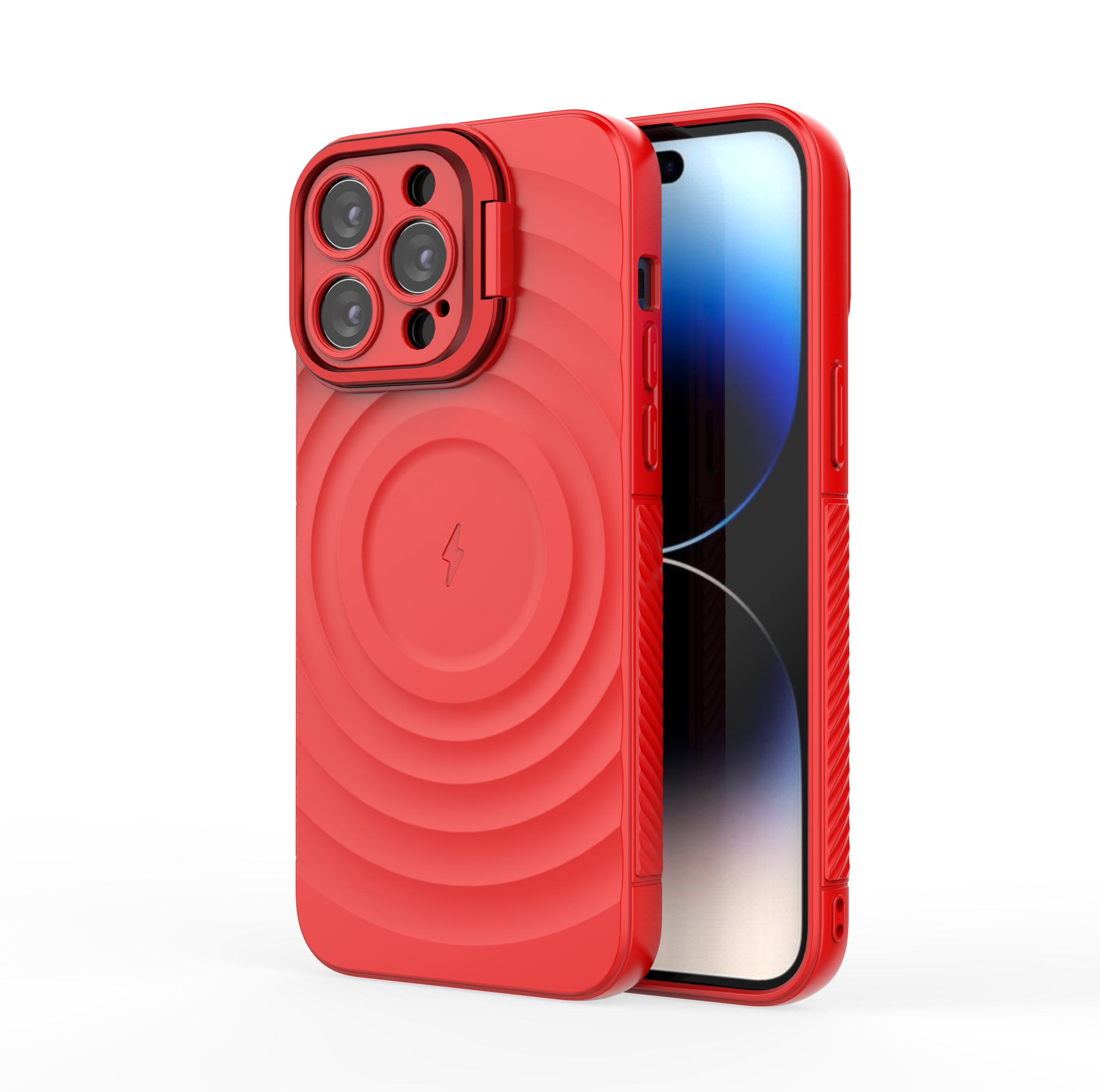 Crimson Red - TitanShield Wave Silicone Magsafe Back Case for iPhone 14 Pro Max