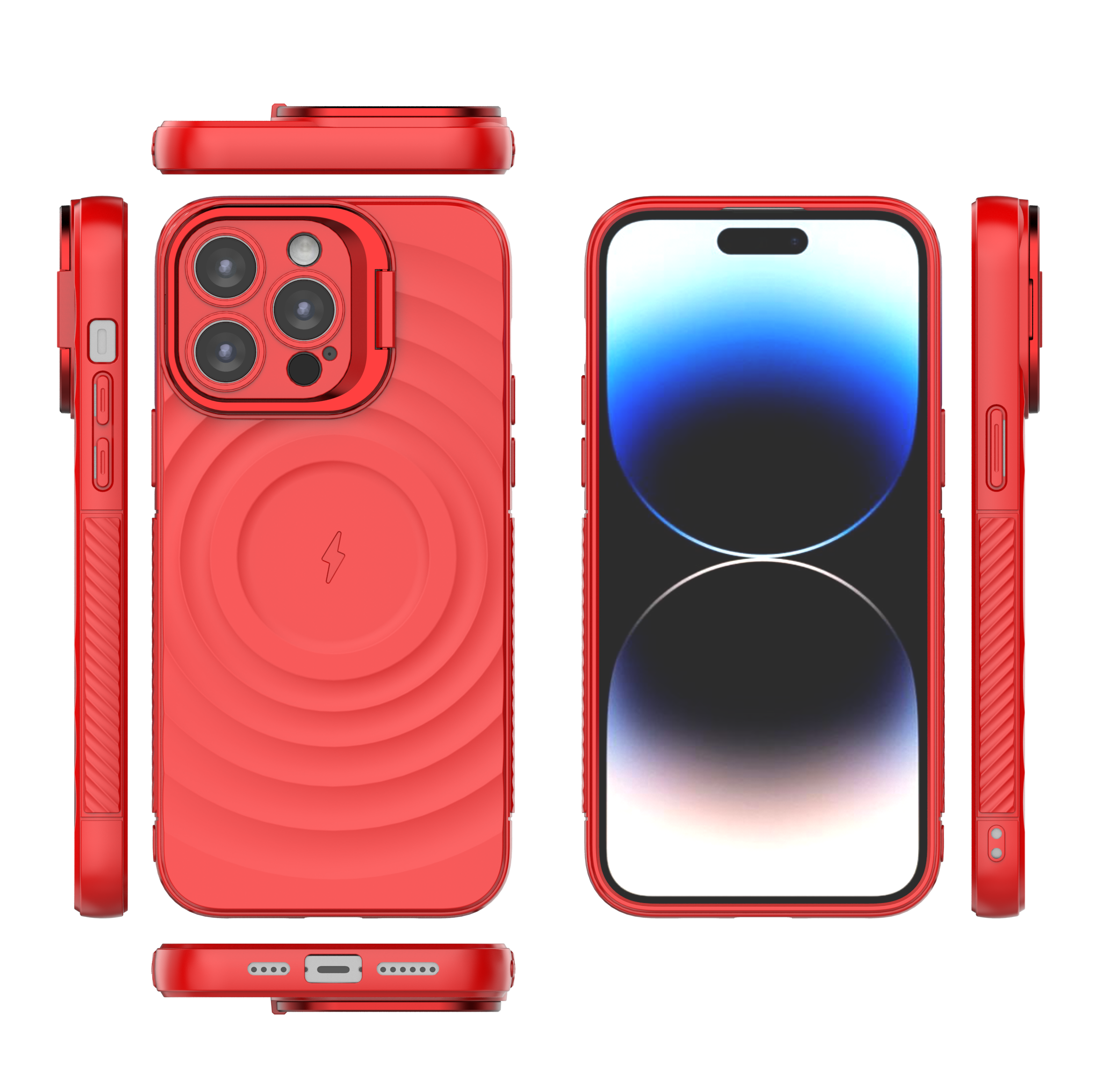 Crimson Red - TitanShield Wave Silicone Magsafe Back Case for iPhone 14 Pro Max