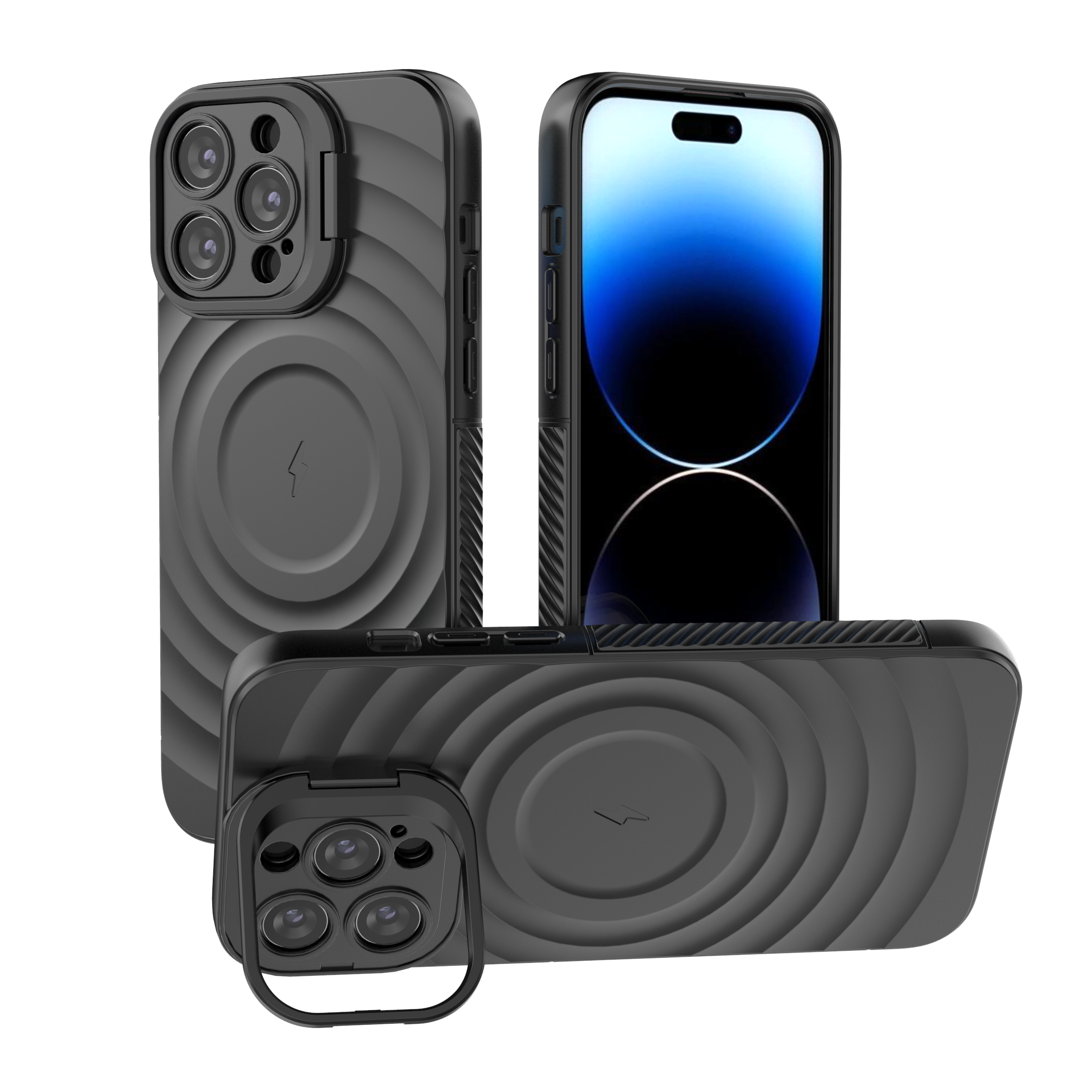 Matte Black - TitanShield Wave Silicone Magsafe Back Case for iPhone 14 Pro Max