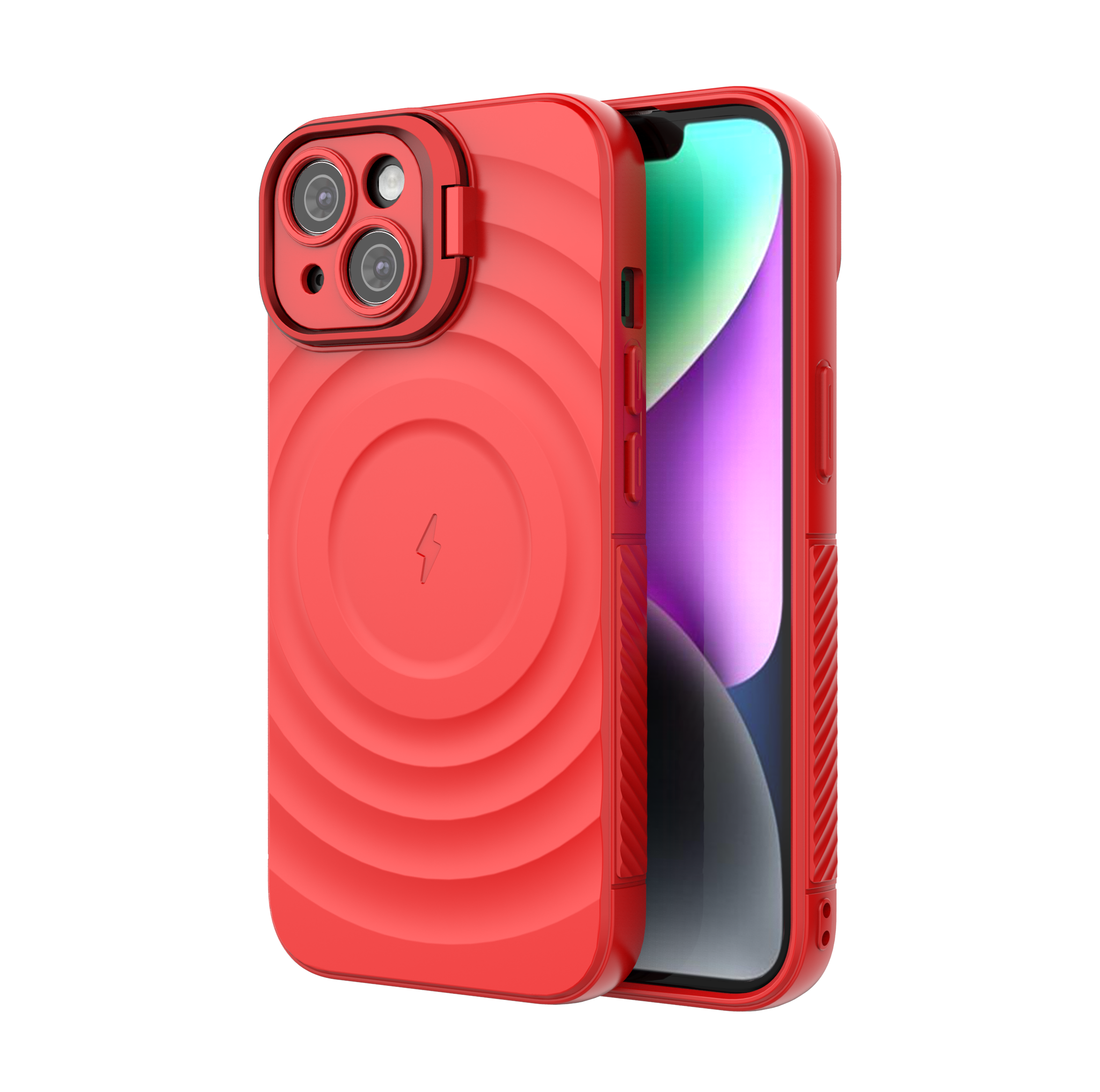 Crimson Red - TitanShield Wave Silicone Magsafe Back Case for iPhone 15