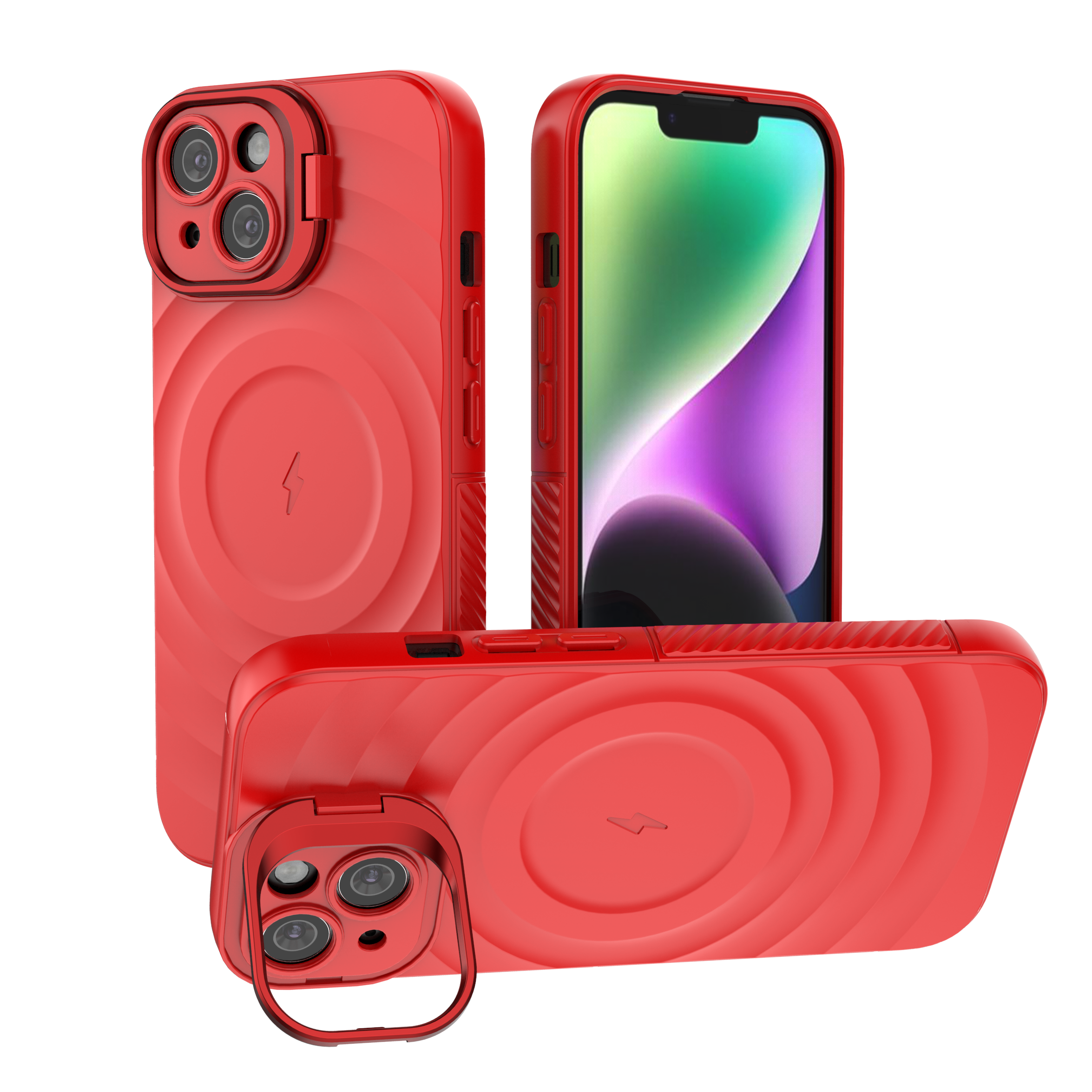 Crimson Red - TitanShield Wave Silicone Magsafe Back Case for iPhone 15