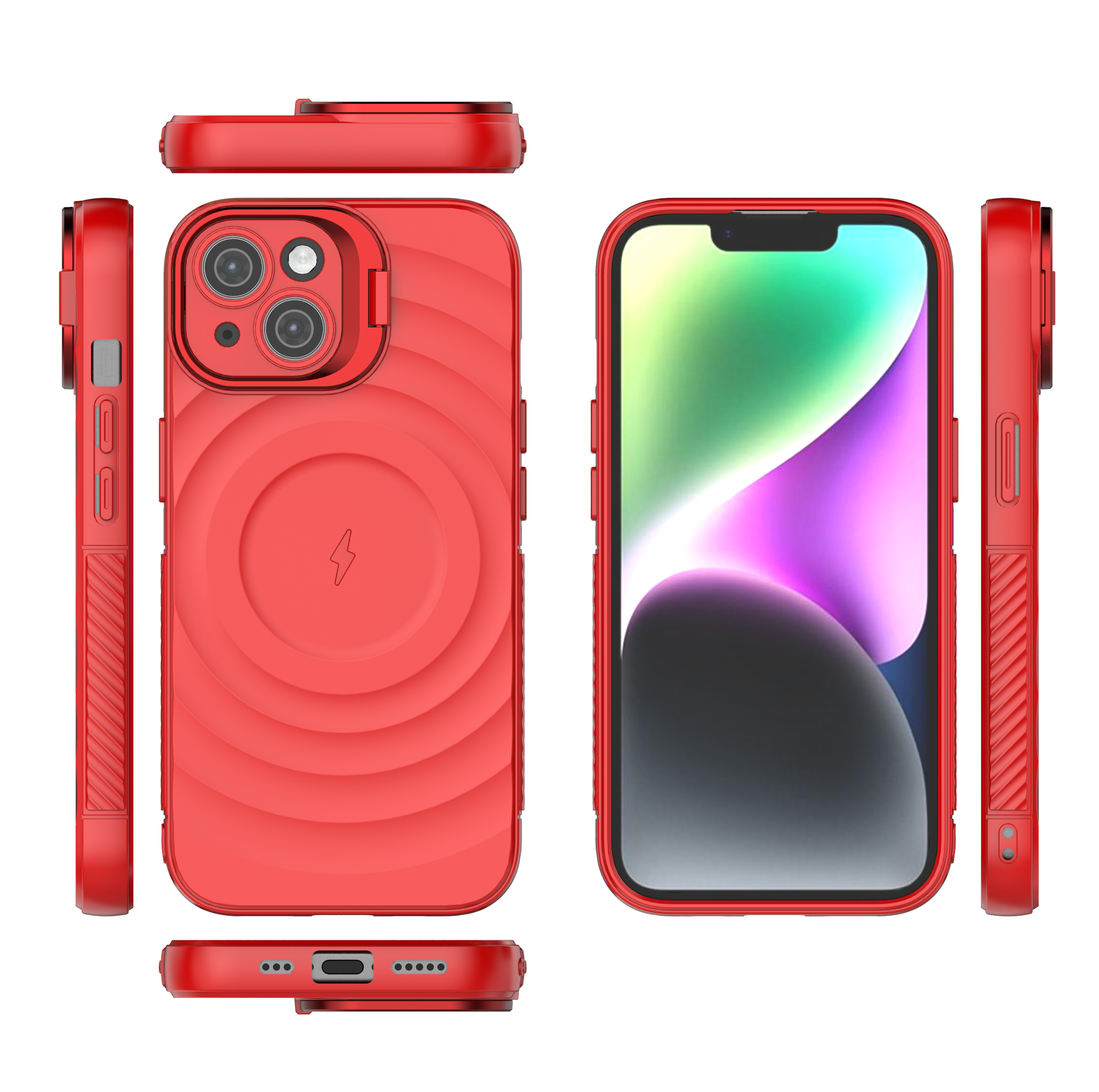 Crimson Red - TitanShield Wave Silicone Magsafe Back Case for iPhone 15