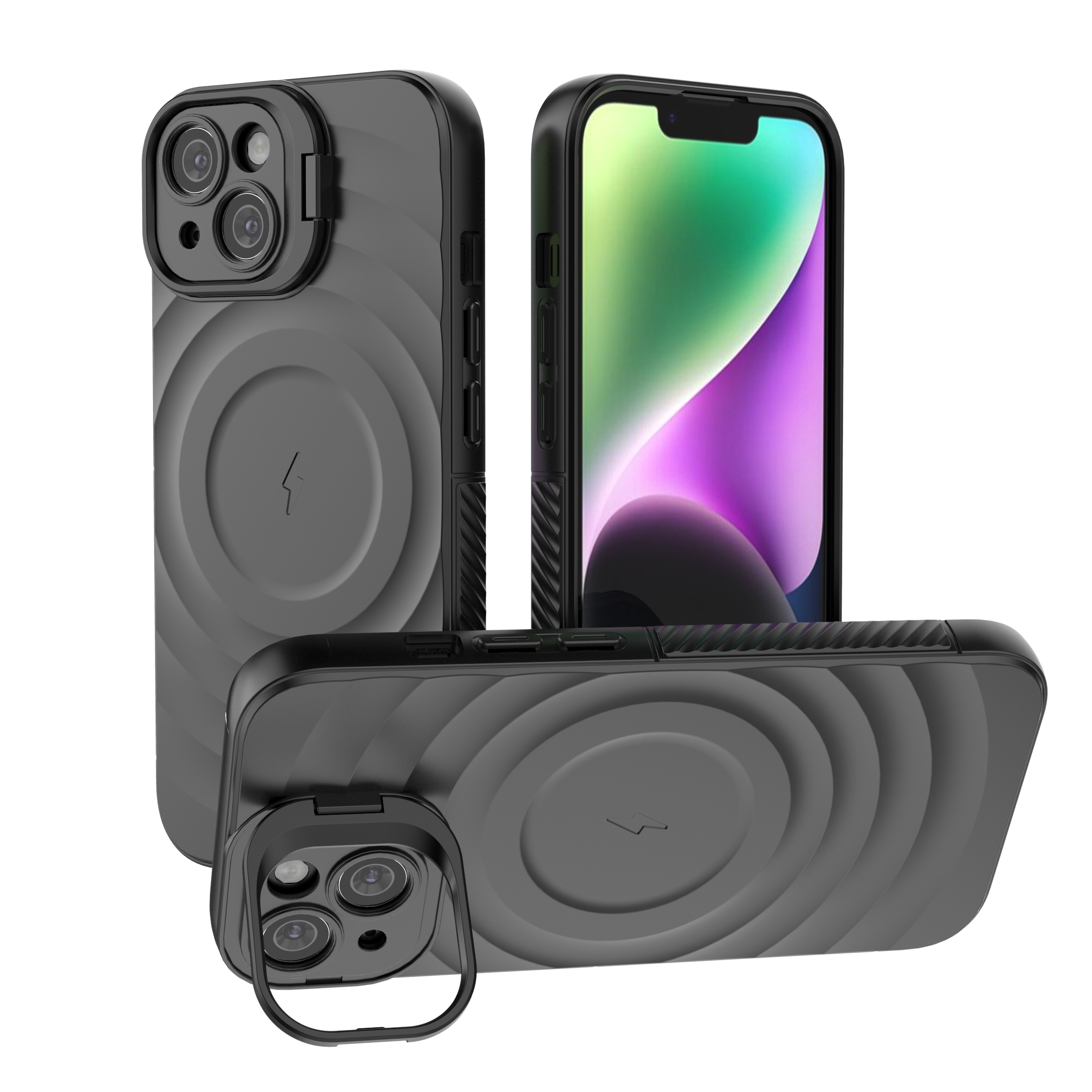 Matte Black - TitanShield Wave Silicone Magsafe Back Case for iPhone 15