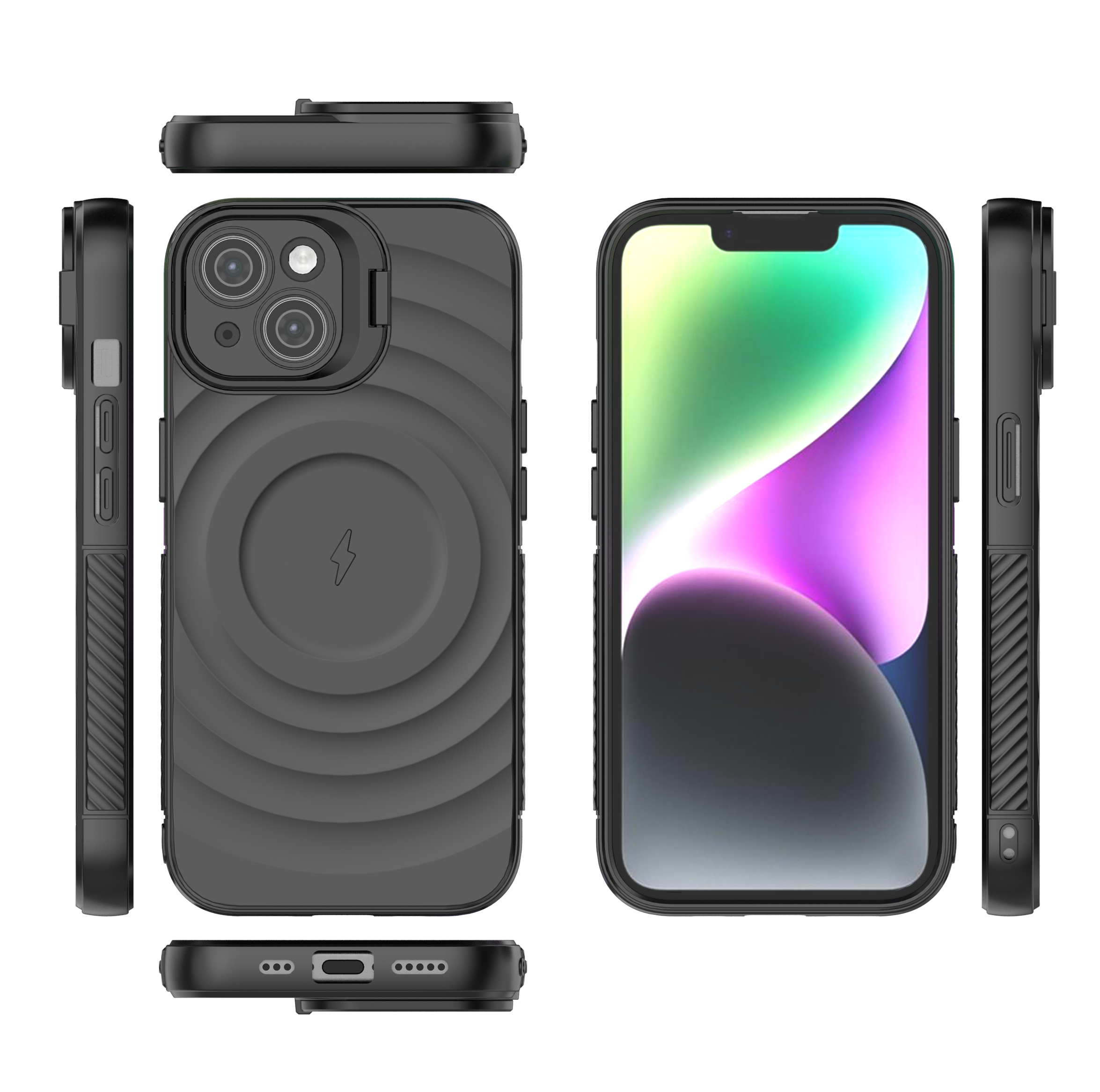 Matte Black - TitanShield Wave Silicone Magsafe Back Case for iPhone 15