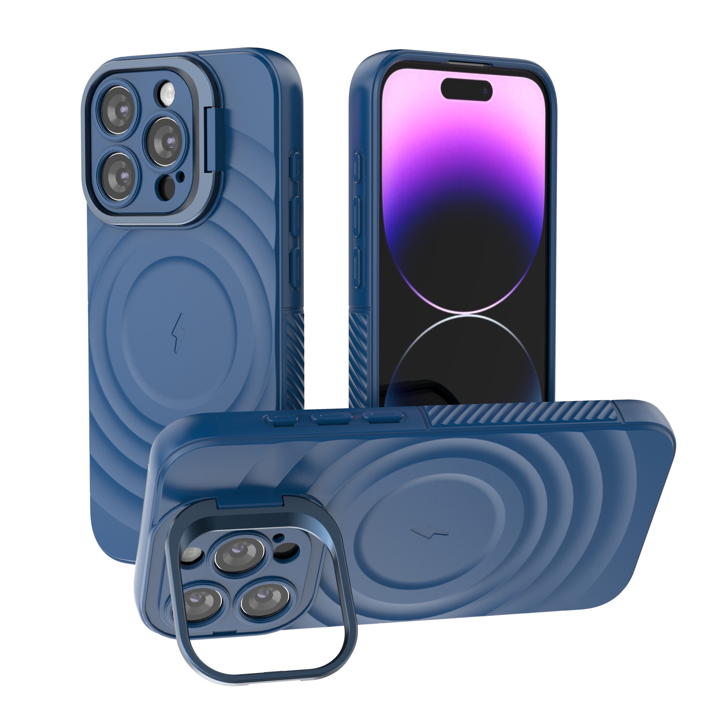 Comet Blue - TitanShield Wave Silicone Magsafe Back Case for iPhone 15 Pro
