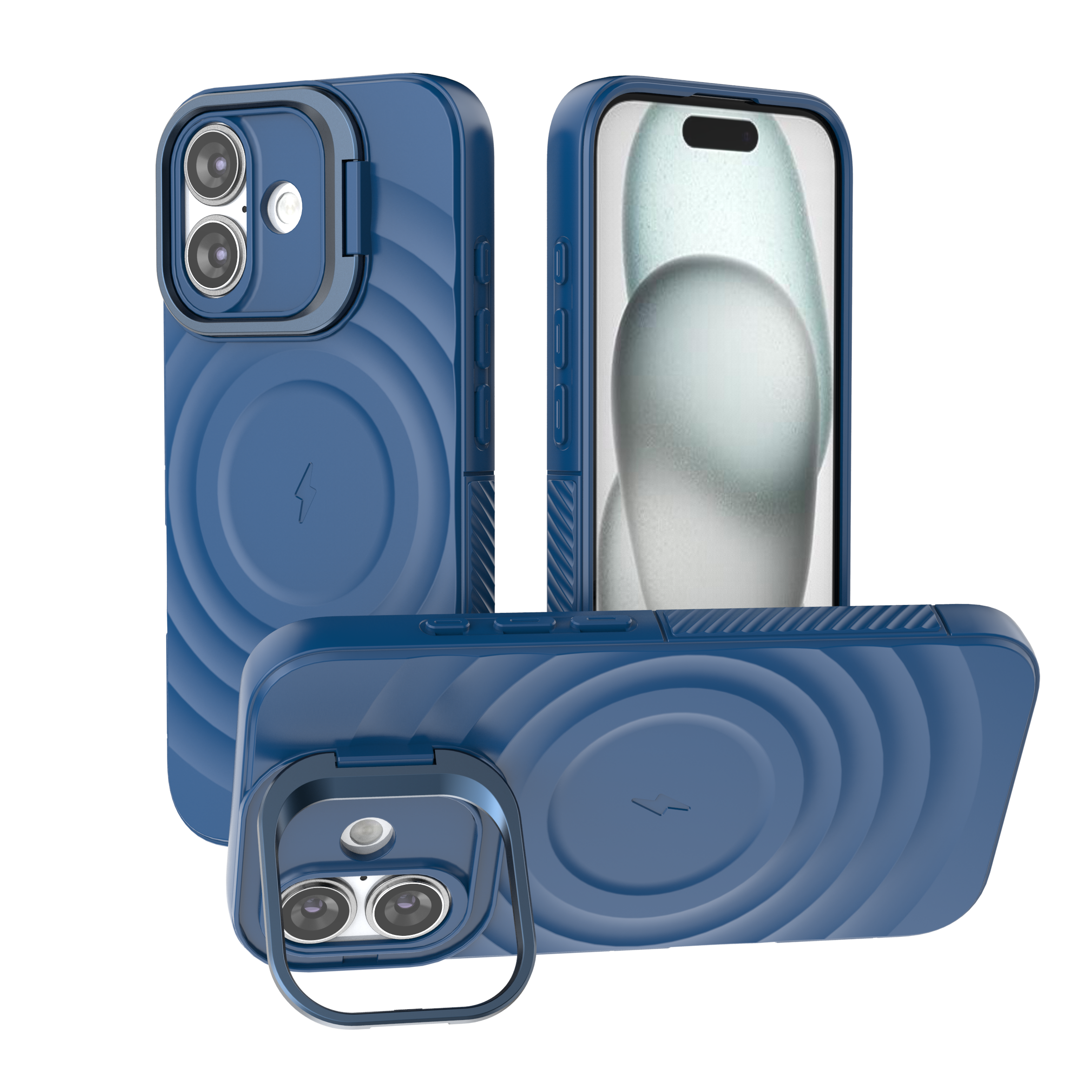 Comet Blue - TitanShield Wave Silicone Magsafe Back Case for iPhone 16