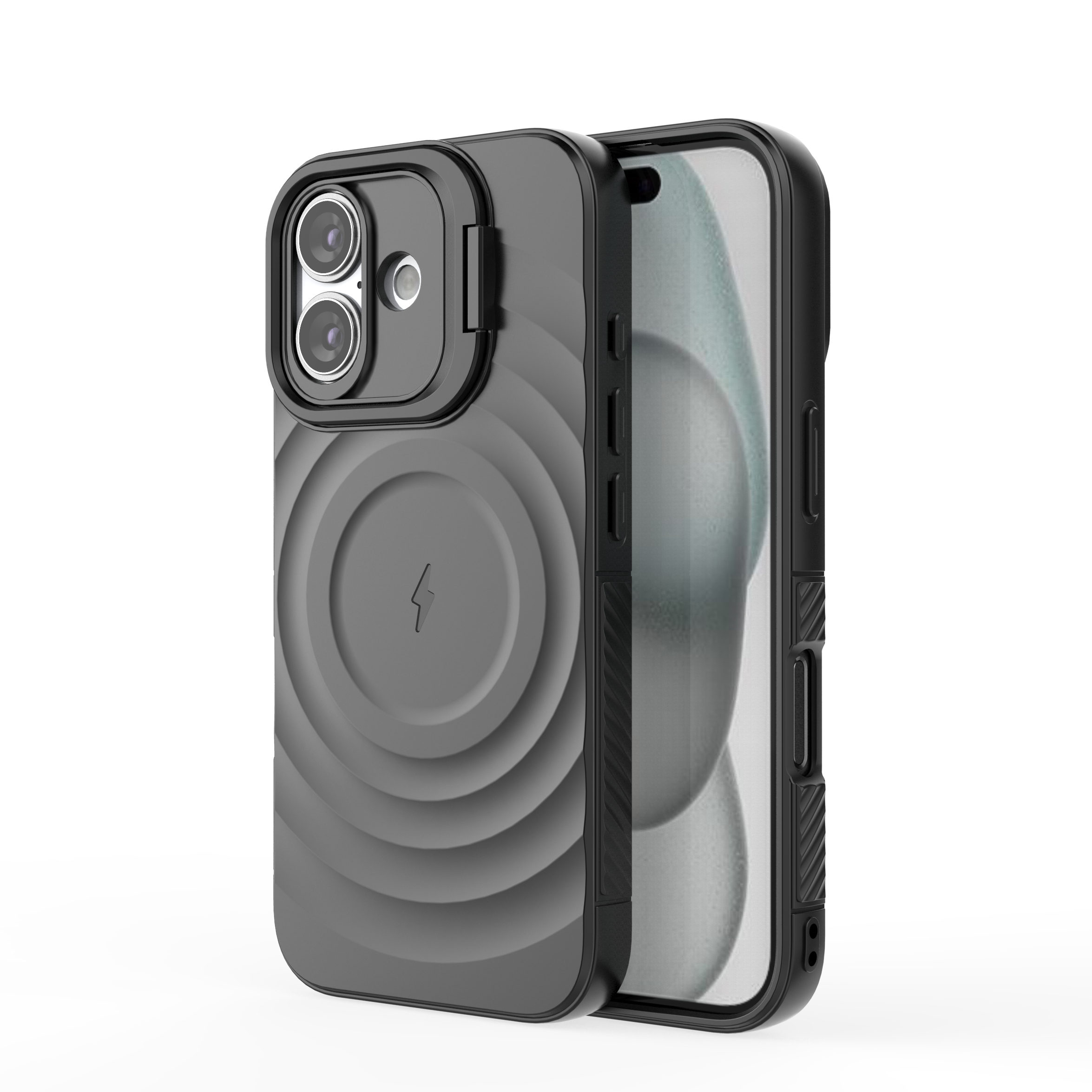 Matte Black - TitanShield Wave Silicone Magsafe Back Case for iPhone 16