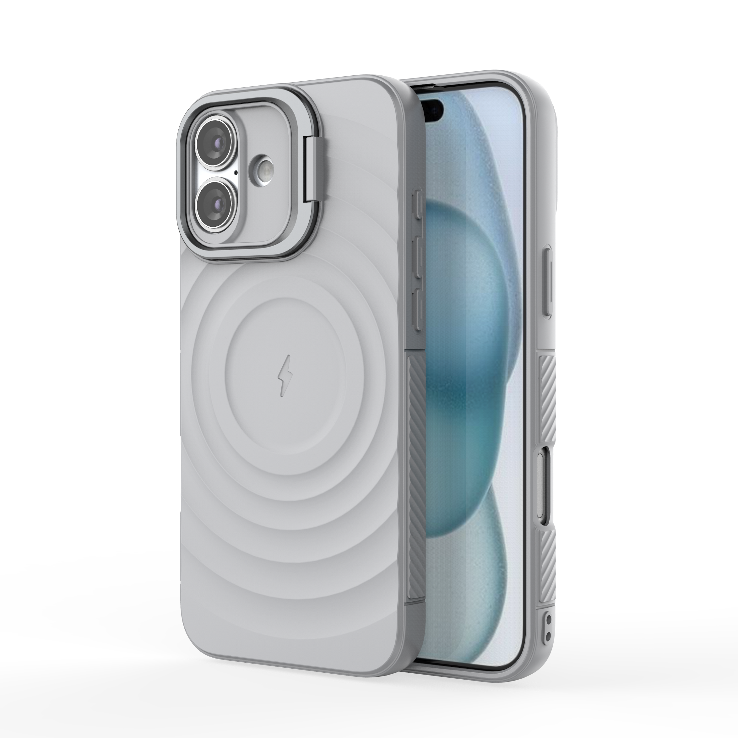 American Silver - TitanShield Wave Silicone Magsafe Back Case for iPhone 16 Plus