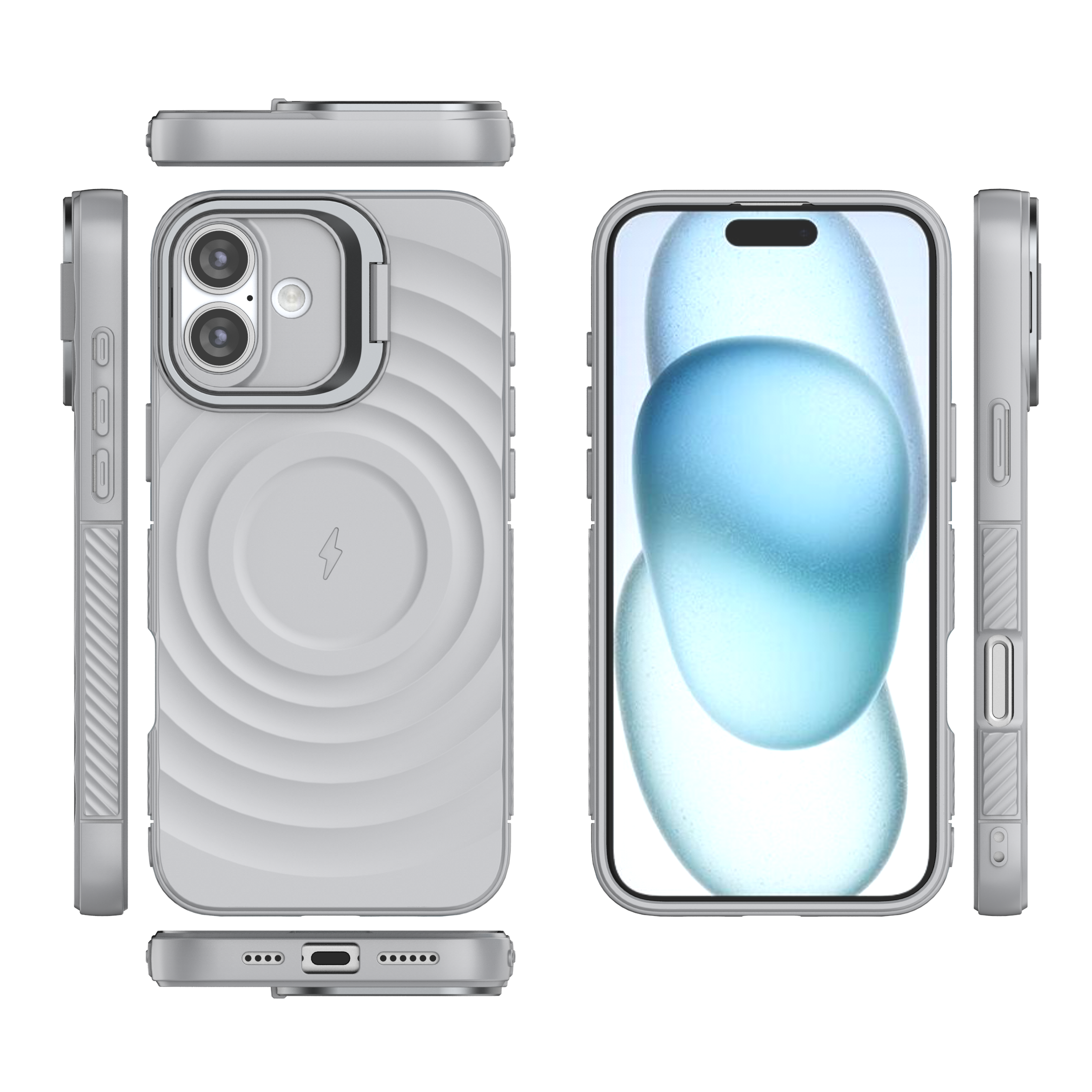 American Silver - TitanShield Wave Silicone Magsafe Back Case for iPhone 16 Plus