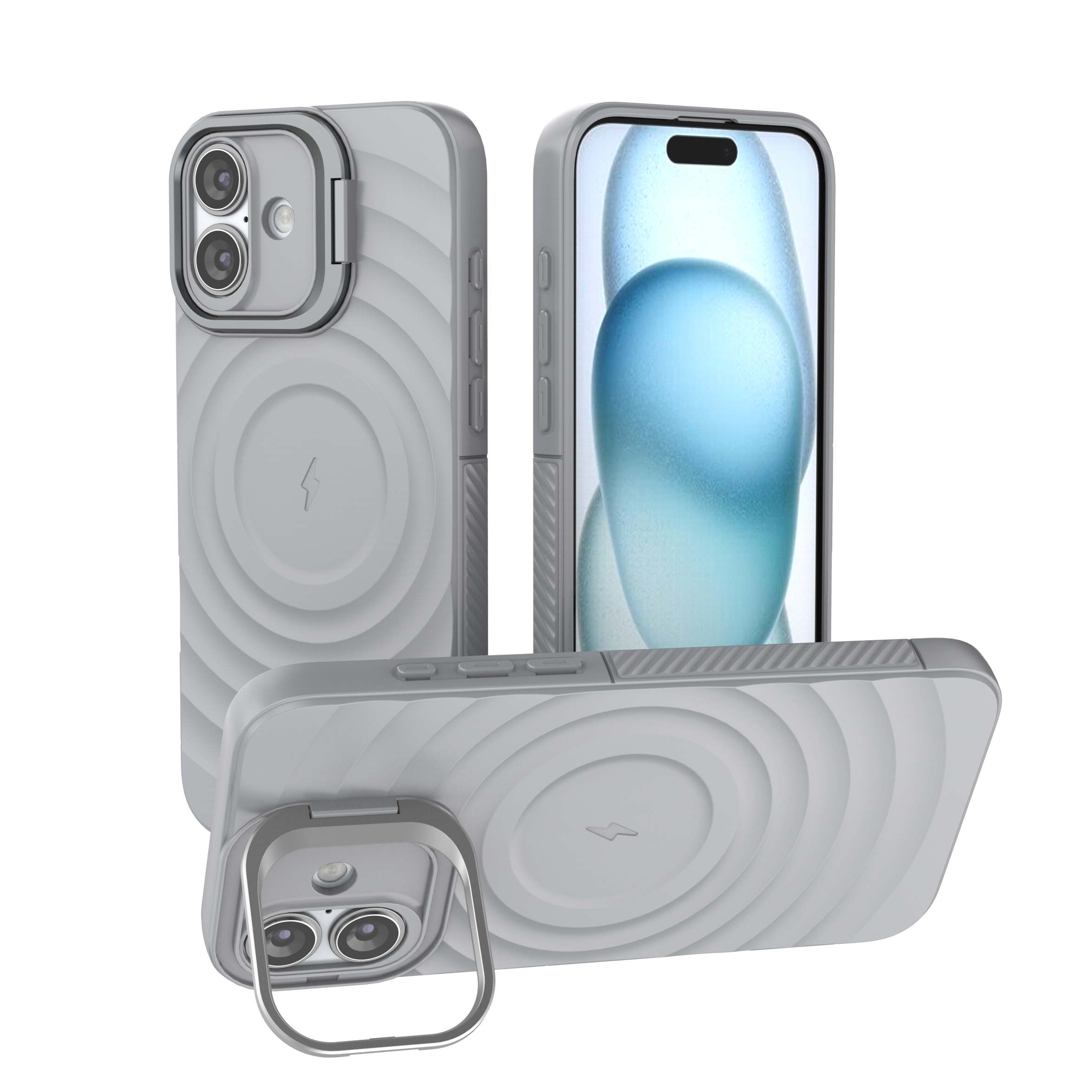 American Silver - TitanShield Wave Silicone Magsafe Back Case for iPhone 16 Plus