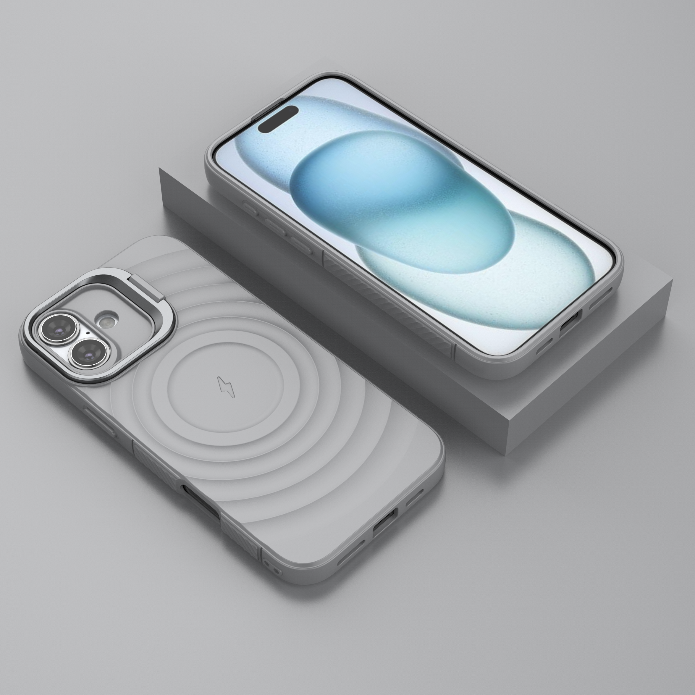 American Silver - TitanShield Wave Silicone Magsafe Back Case for iPhone 16 Plus