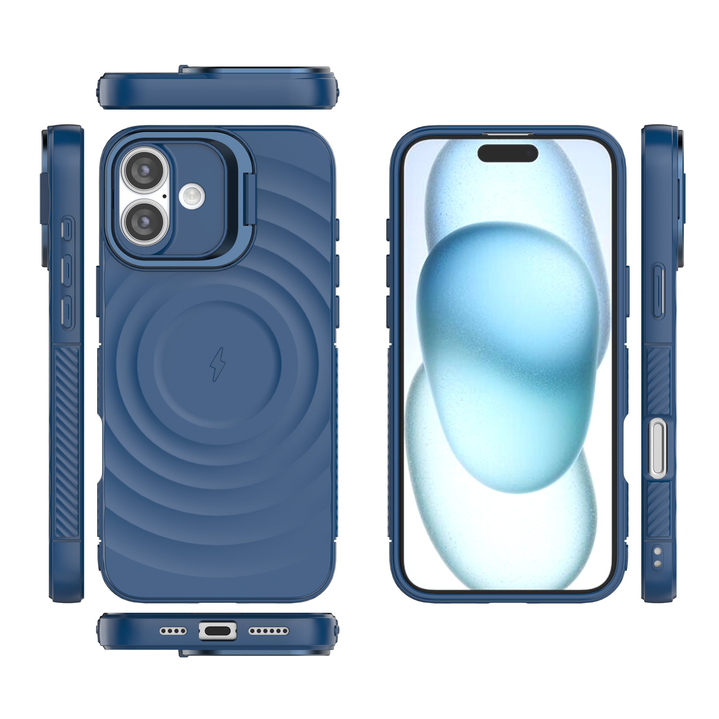 Comet Blue - TitanShield Wave Silicone Magsafe Back Case for iPhone 16 Plus