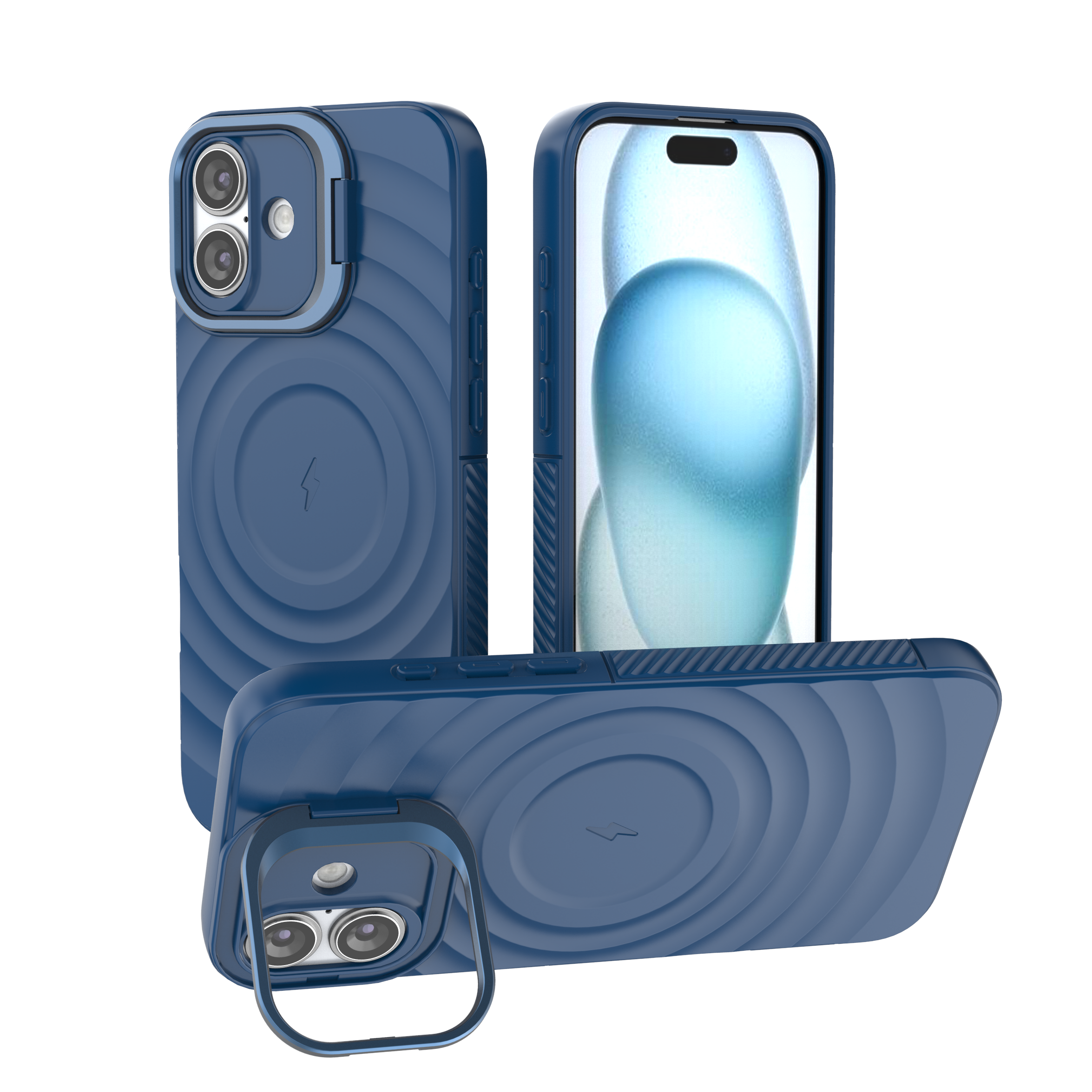 Comet Blue - TitanShield Wave Silicone Magsafe Back Case for iPhone 16 Plus