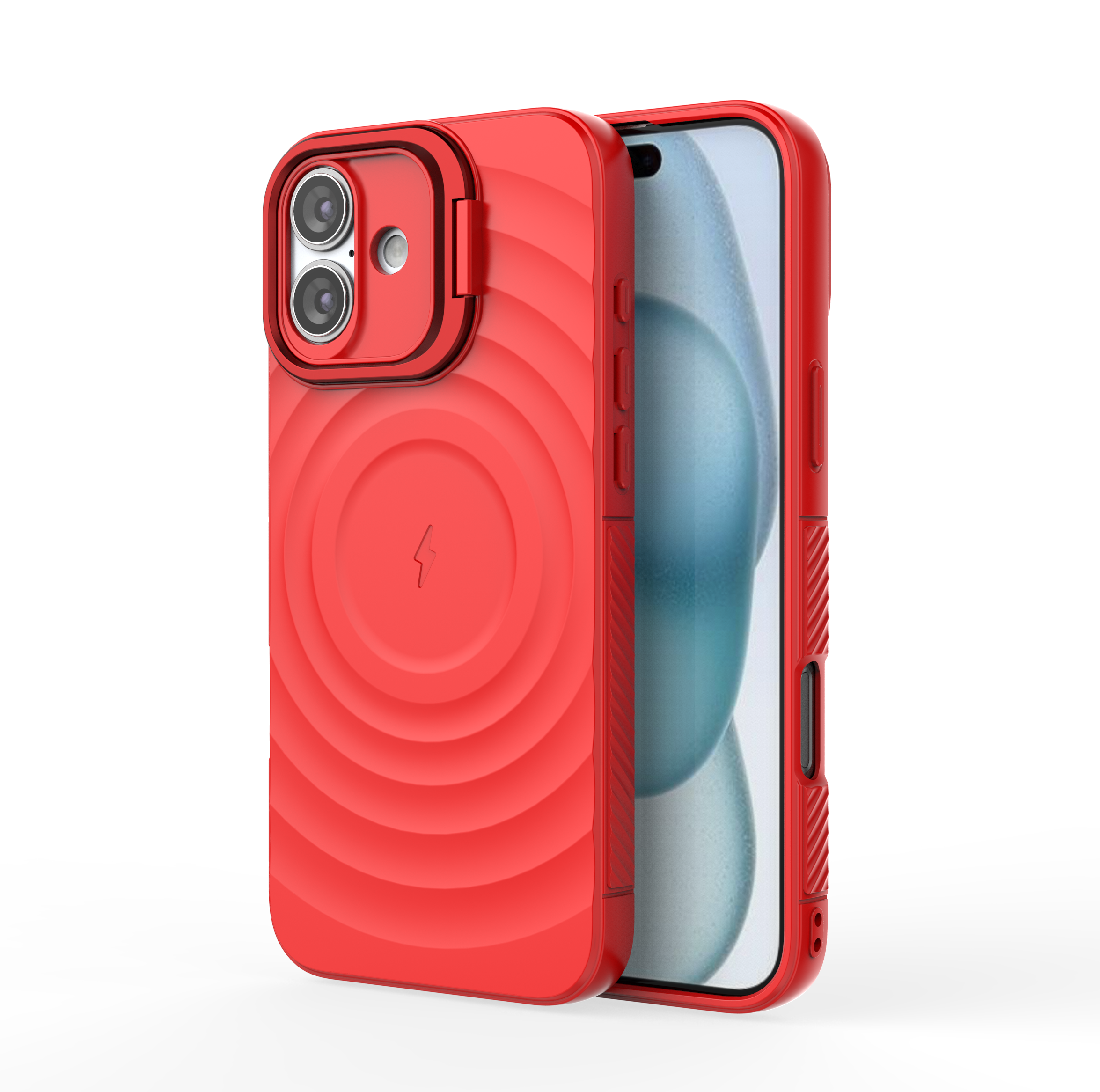 Crimson Red - TitanShield Wave Silicone Magsafe Back Case for iPhone 16 Plus