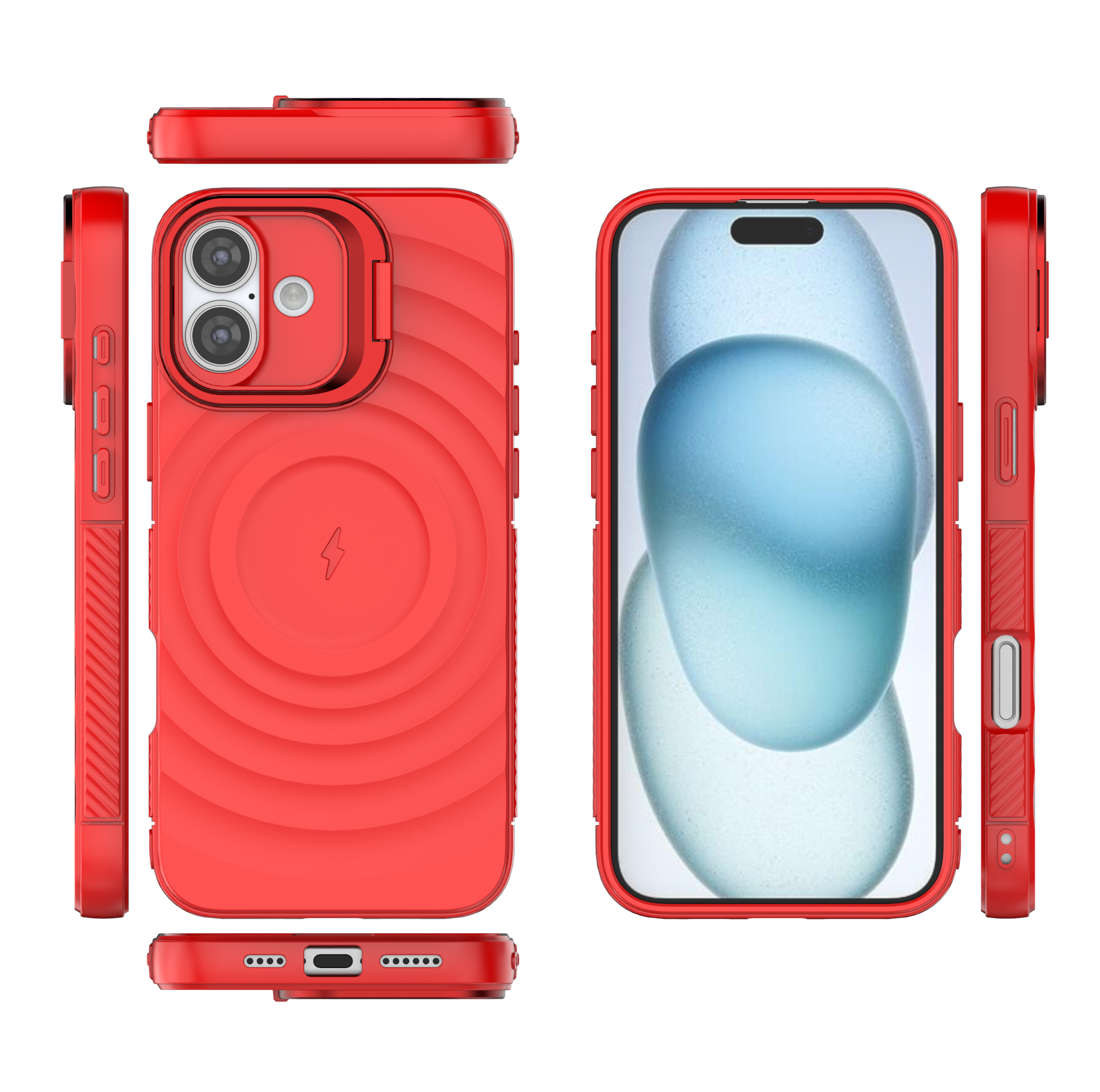 Crimson Red - TitanShield Wave Silicone Magsafe Back Case for iPhone 16 Plus
