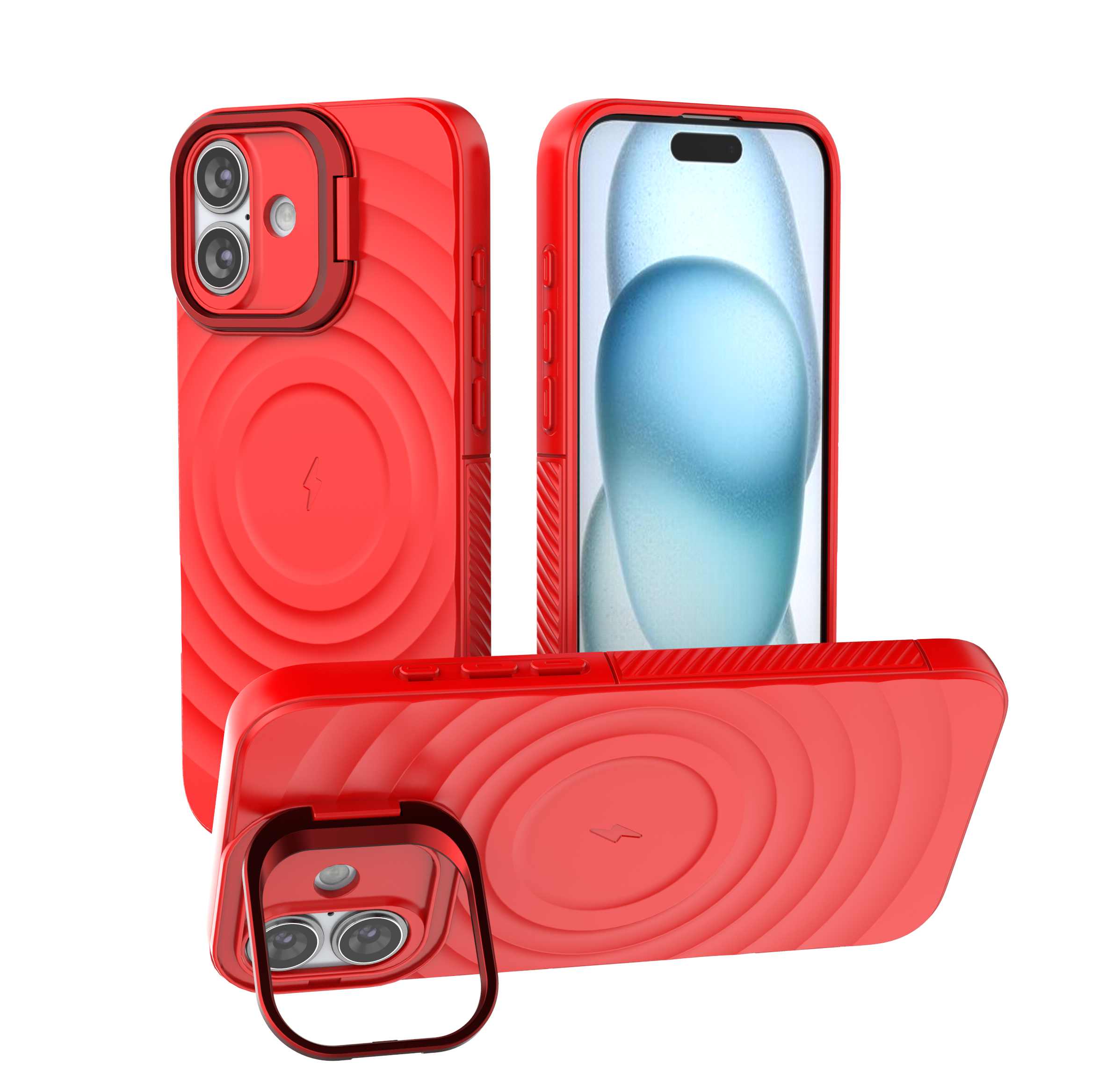 Crimson Red - TitanShield Wave Silicone Magsafe Back Case for iPhone 16 Plus