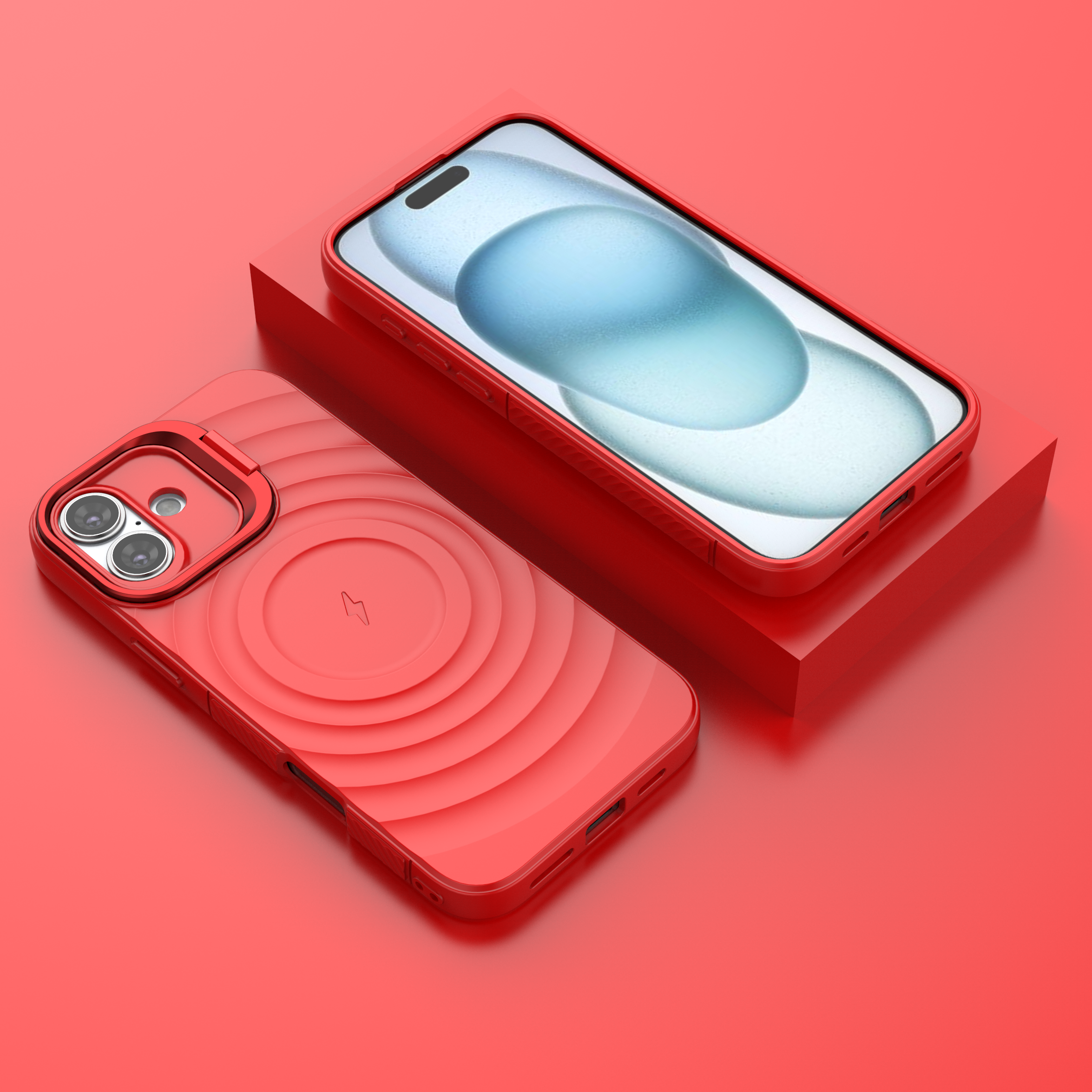 Crimson Red - TitanShield Wave Silicone Magsafe Back Case for iPhone 16 Plus