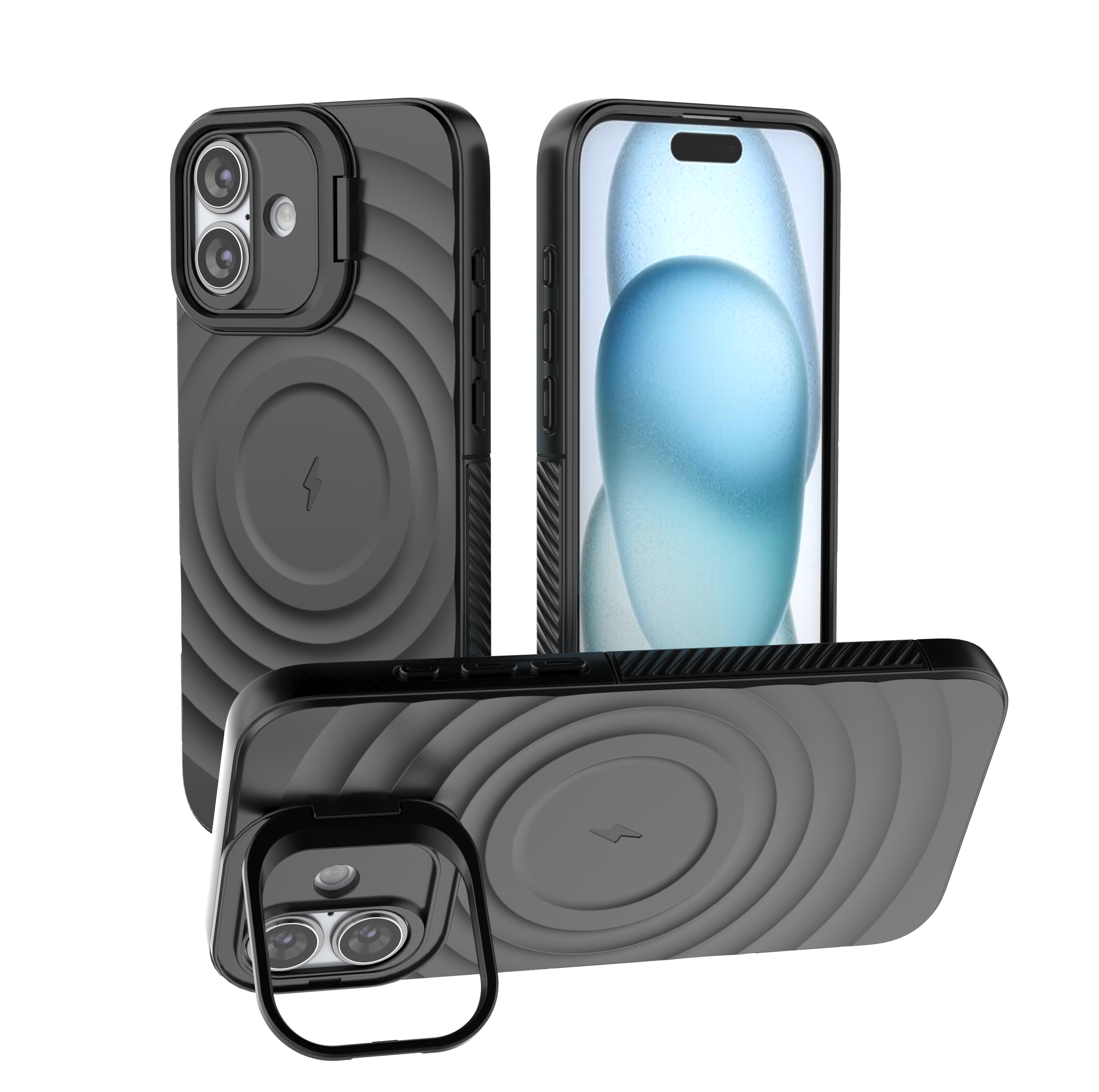 Matte Black - TitanShield Wave Silicone Magsafe Back Case for iPhone 16 Plus