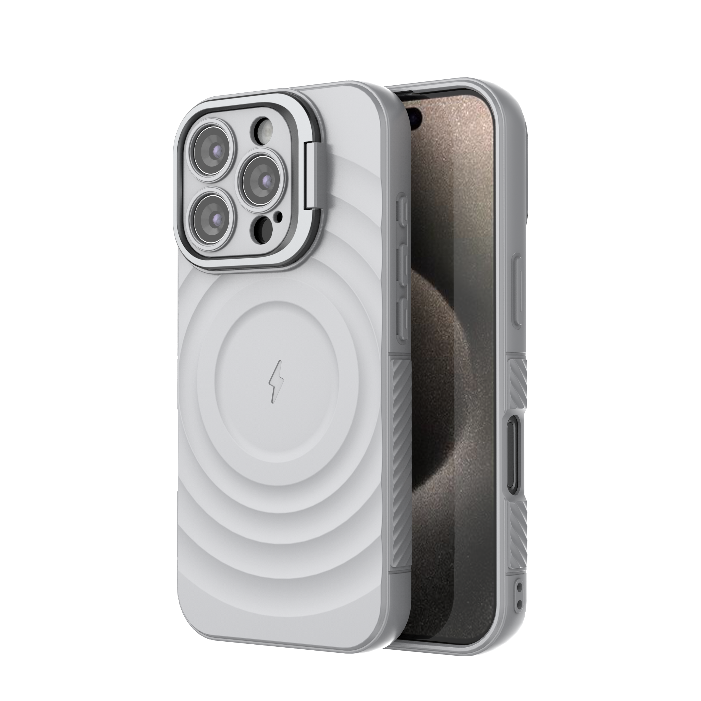 American Silver - TitanShield Wave Silicone Magsafe Back Case for iPhone 16 Pro