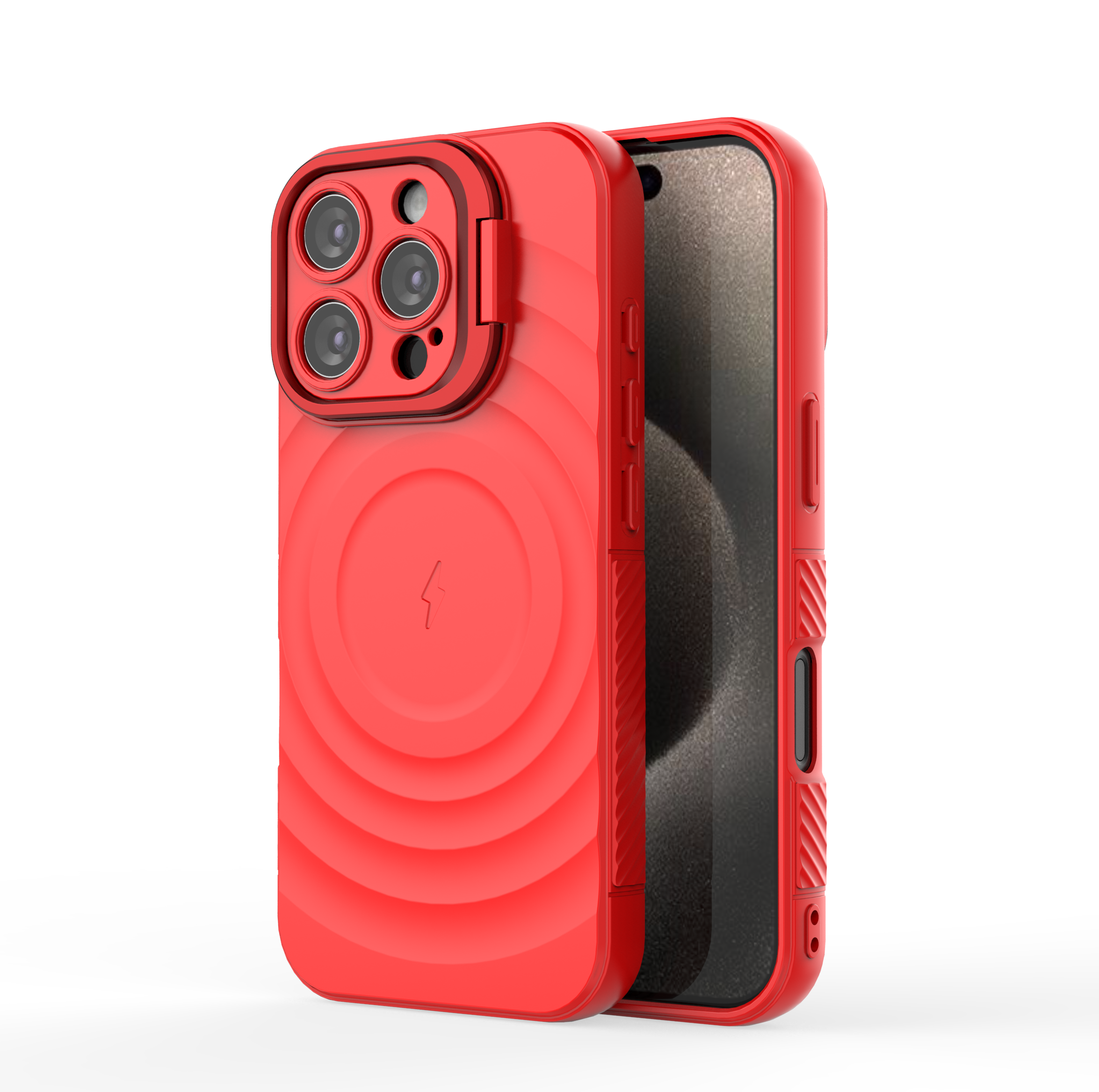 Crimson Red - TitanShield Wave Silicone Magsafe Back Case for iPhone 16 Pro