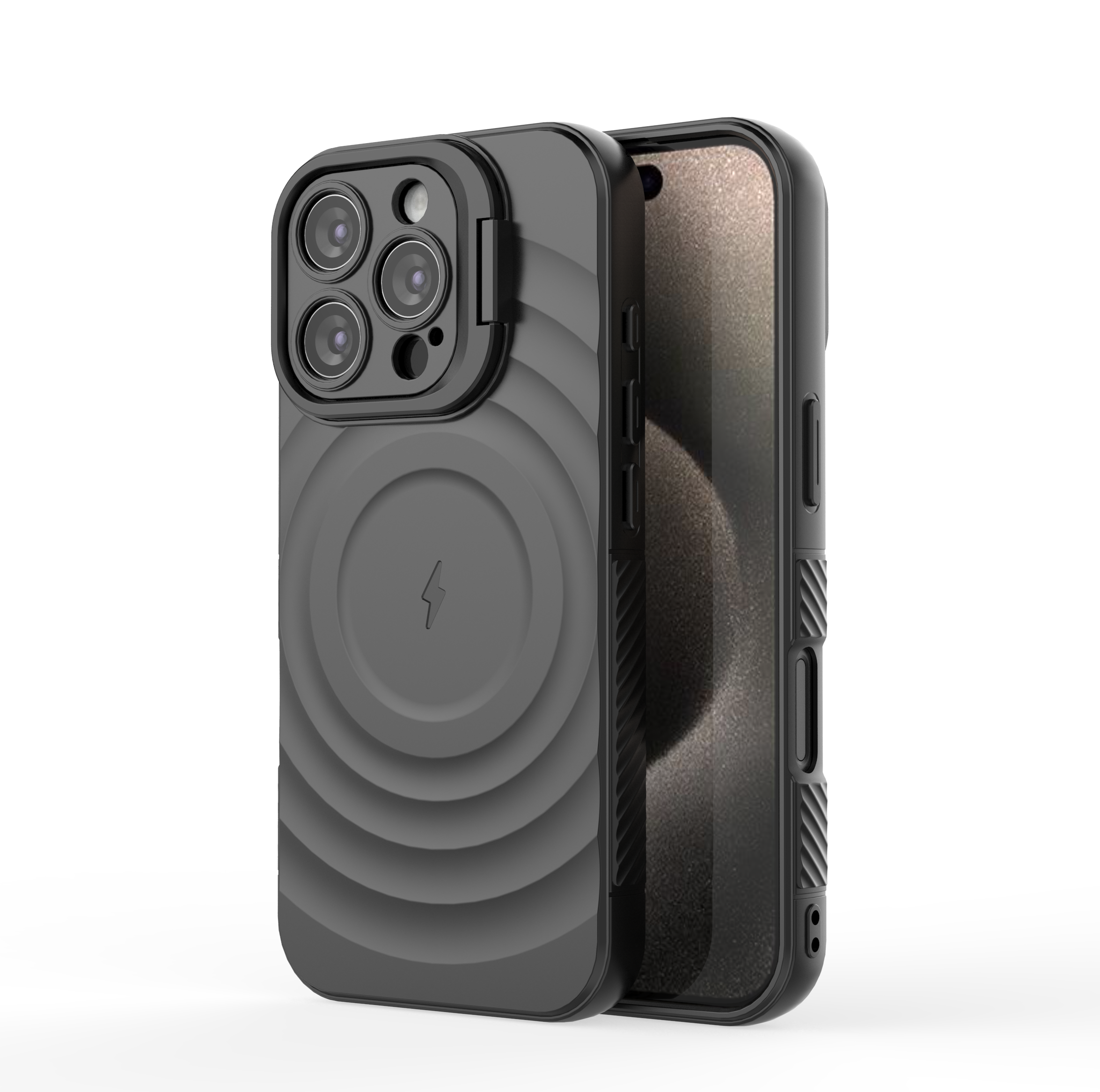 Matte Black - TitanShield Wave Silicone Magsafe Back Case for iPhone 16 Pro