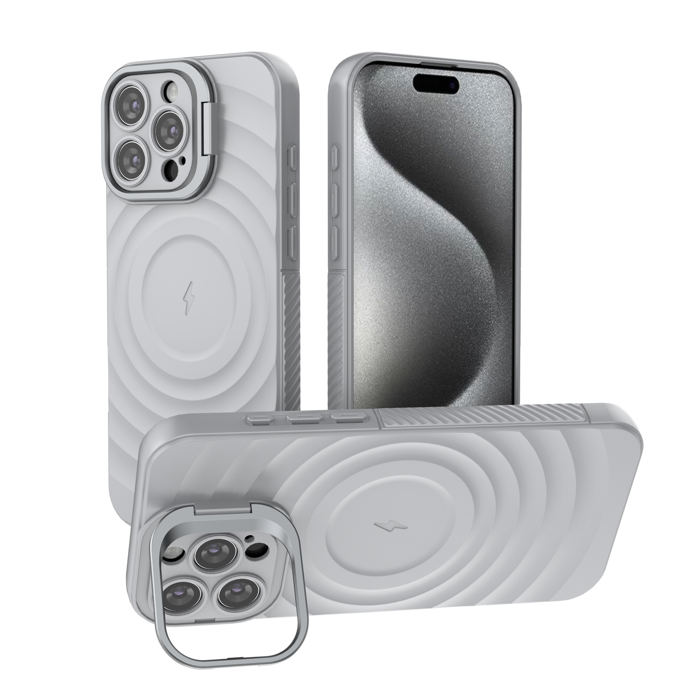 American Silver - TitanShield Wave Silicone Magsafe Back Case for iPhone 16 Pro Max