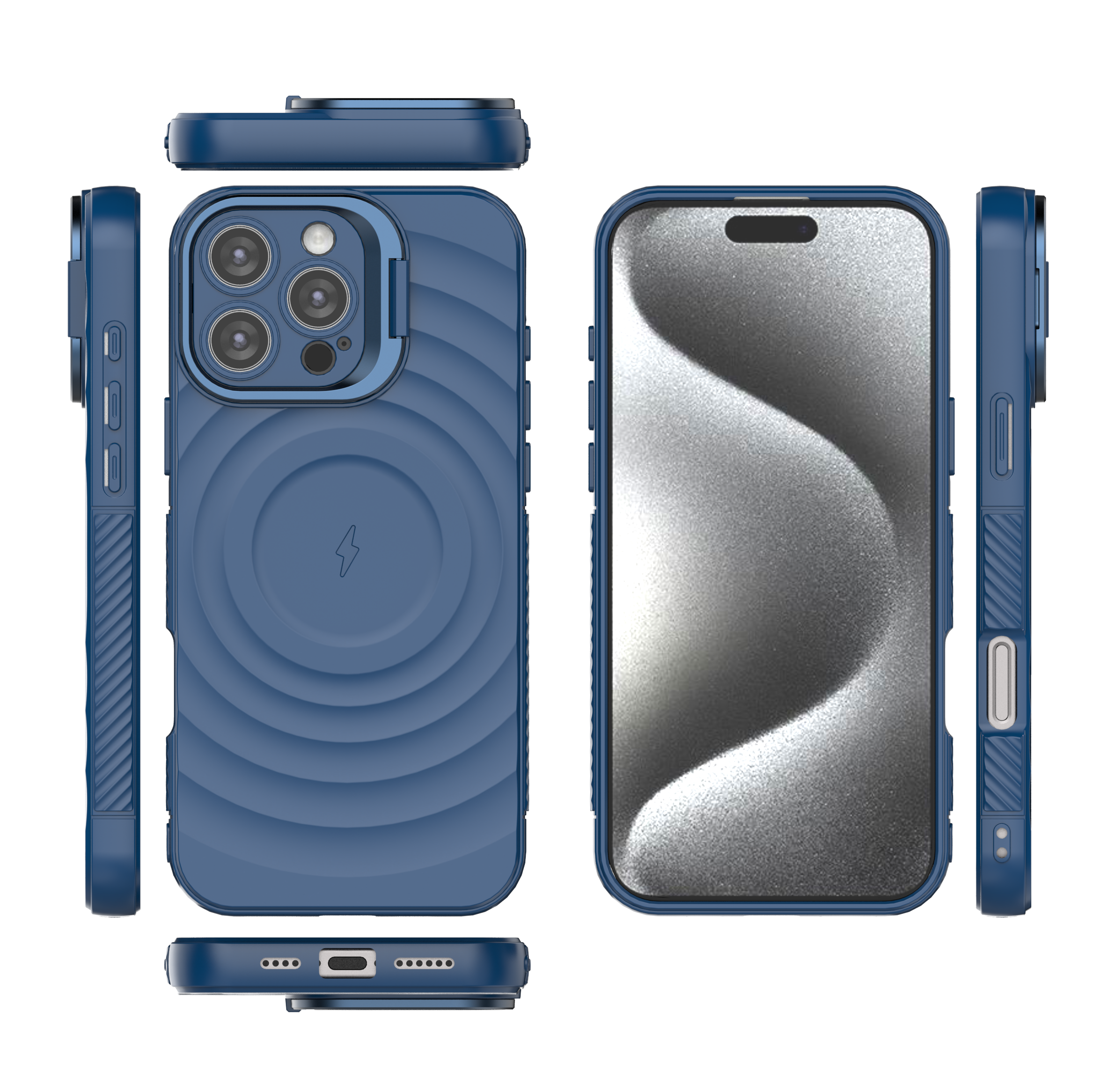 Comet Blue - TitanShield Wave Silicone Magsafe Back Case for iPhone 16 Pro Max