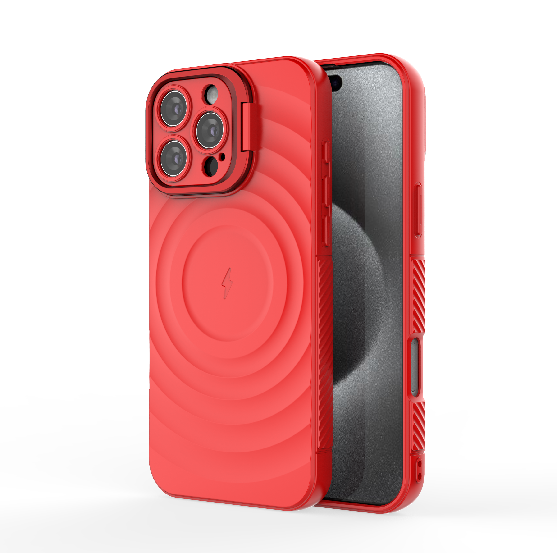 Crimson Red - TitanShield Wave Silicone Magsafe Back Case for iPhone 16 Pro Max