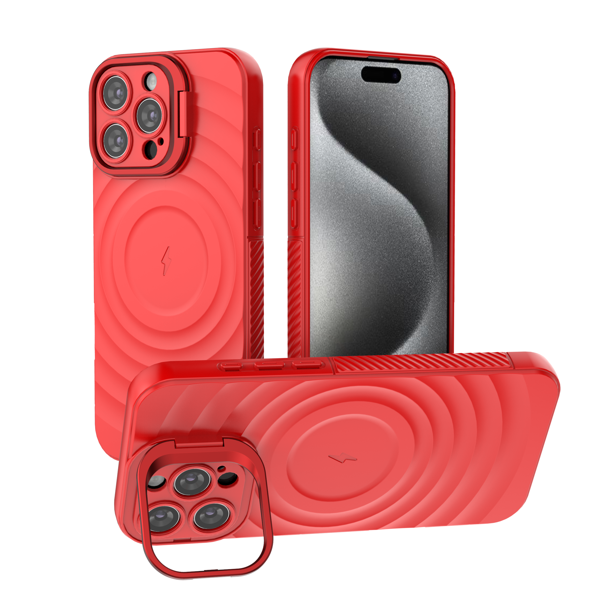 Crimson Red - TitanShield Wave Silicone Magsafe Back Case for iPhone 16 Pro Max