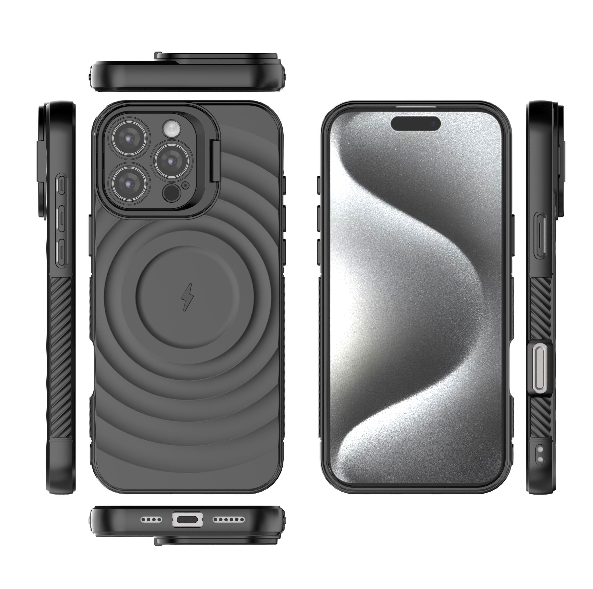 Matte Black - TitanShield Wave Silicone Magsafe Back Case for iPhone 16 Pro Max